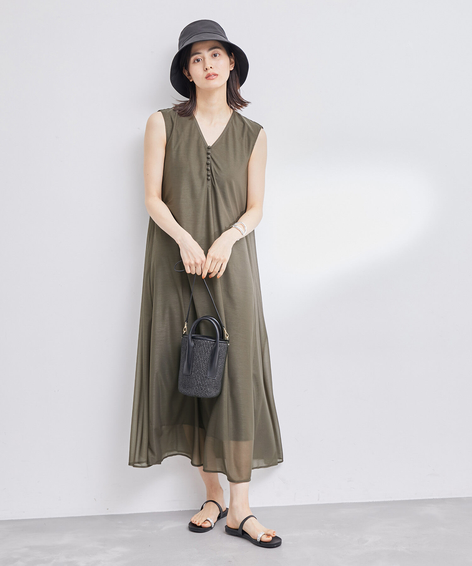 ROPE「【雑誌掲載】【洗える】【新色追加】エスパンディAラインシアーワンピース」|ワンピース|