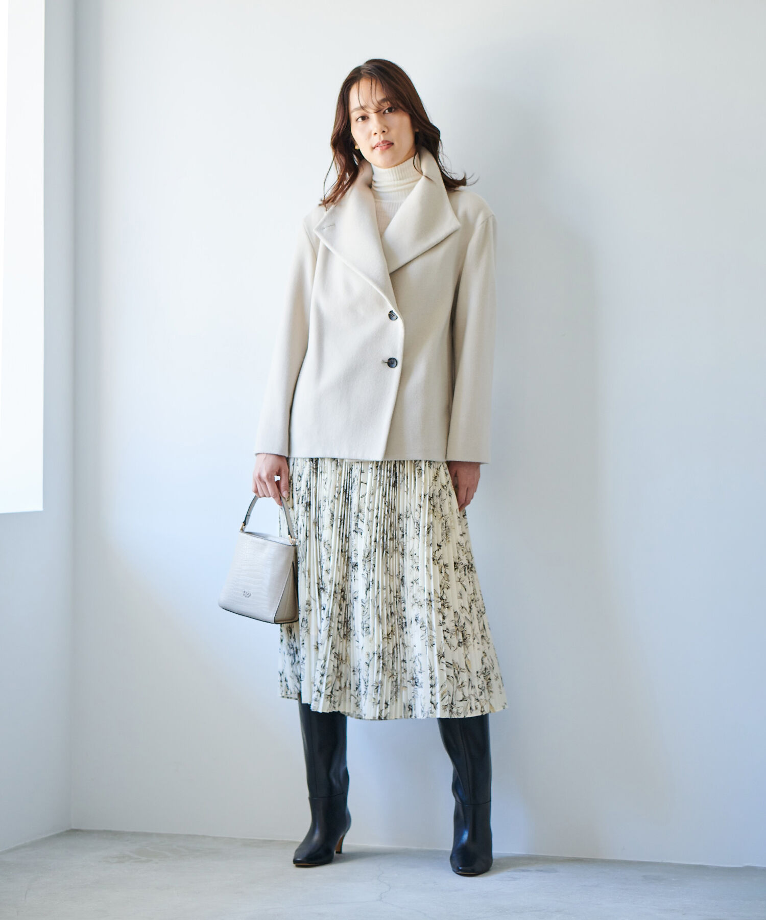 ROPE「【ドラマ着用】アコーディオンプリーツスカート（ラメボーダー&times;チュール/フラワープリント）」|スカート|