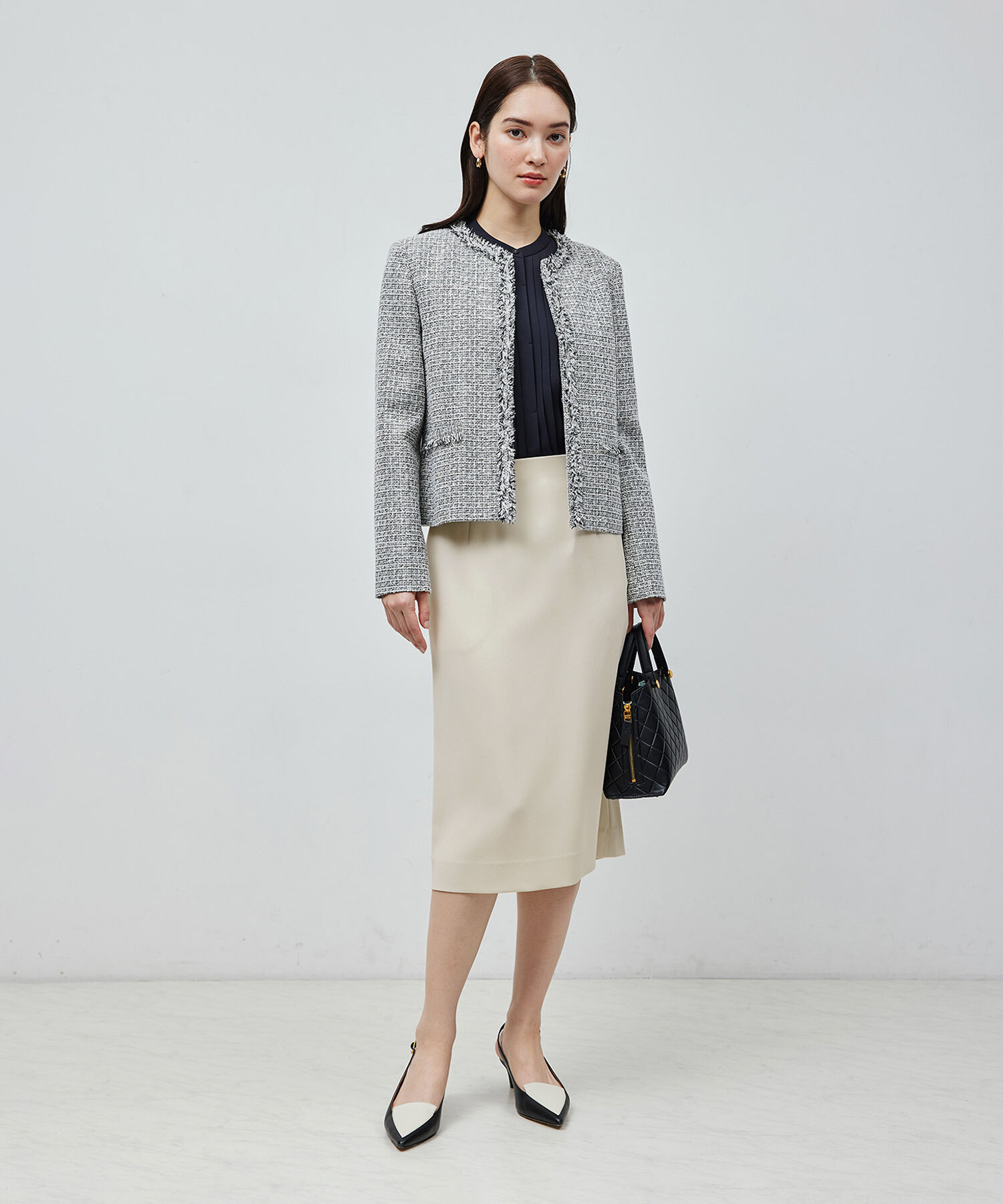 ROPE「トリアセテートダブルクロス タイトスカート【セレモニー/通勤対応】【洗える】」|スカート|