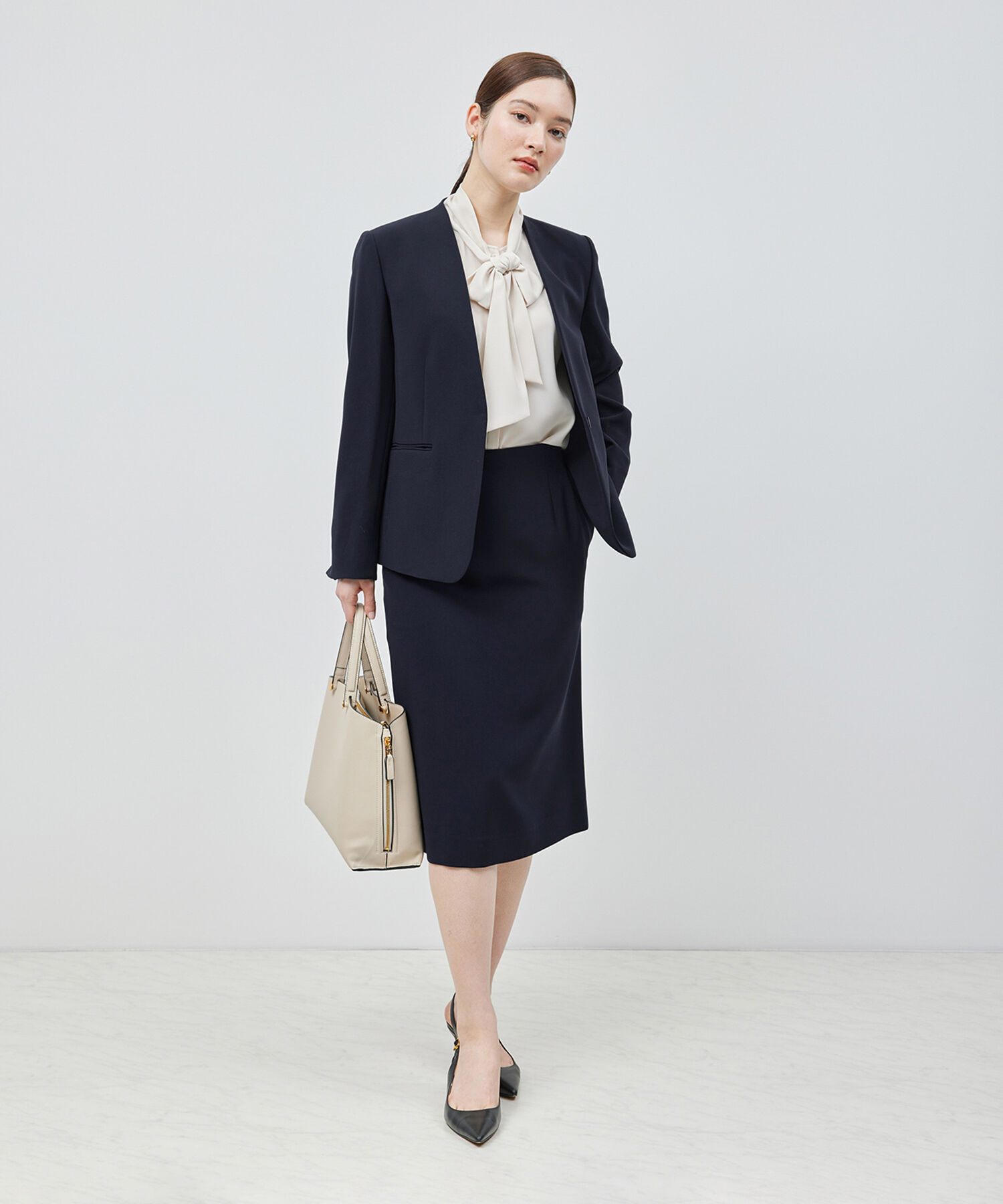 ROPE「トリアセテートダブルクロス タイトスカート【セレモニー/通勤対応】【洗える】」|スカート|