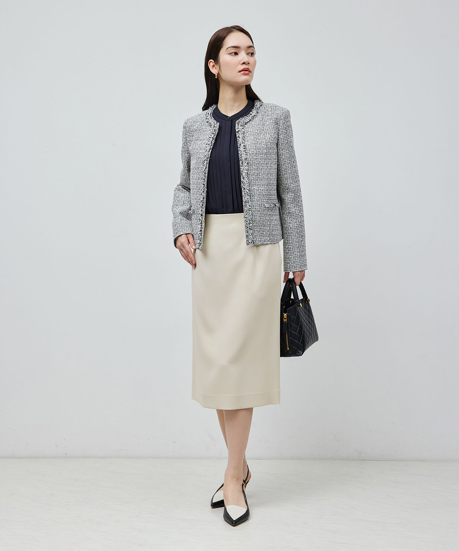 ROPE「トリアセテートダブルクロス タイトスカート【セレモニー/通勤対応】【洗える】」|スカート|