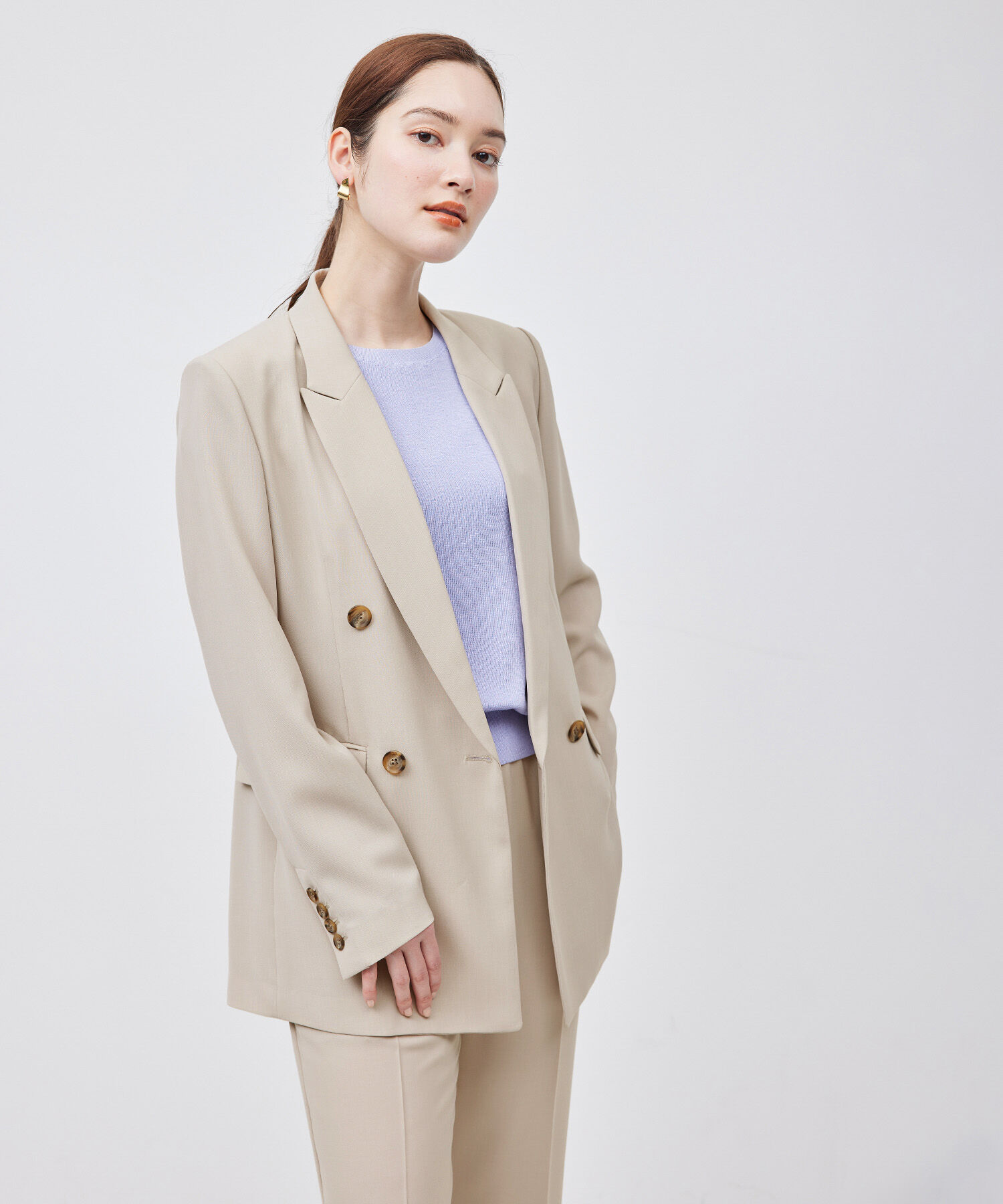 ROPE「ポリエステルツイルダブルジャケット/セットアップ対応【メディア掲載】」|テーラードジャケット|