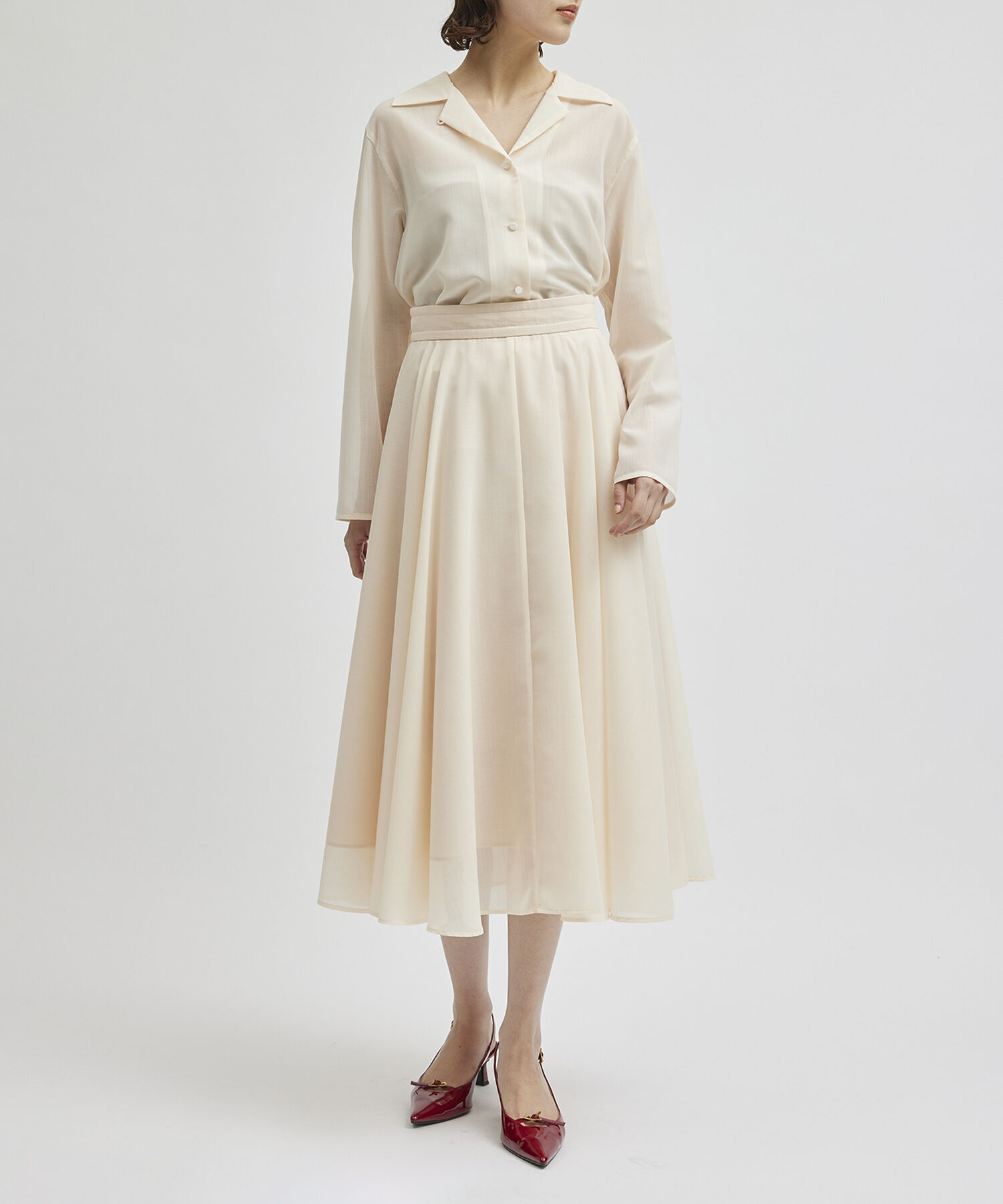 ROPE「マナードボイルシアーサーキュラースカート/セットアップ対応」|スカート|