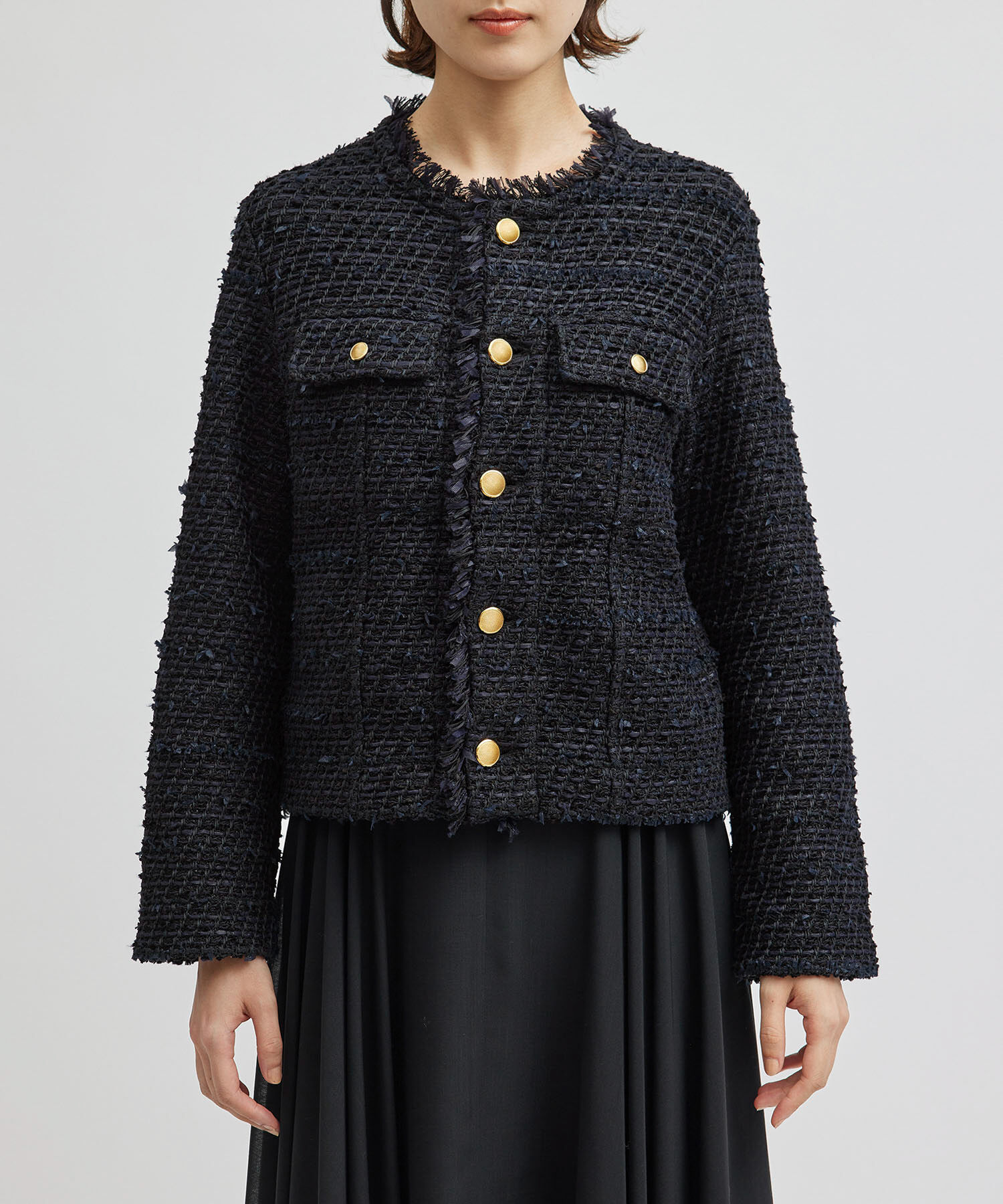 ROPE「【COOHEM】BASIC TWEED JACKET (コーヘン/ベーシックツイードジャケット)」|ノーカラージャケット|