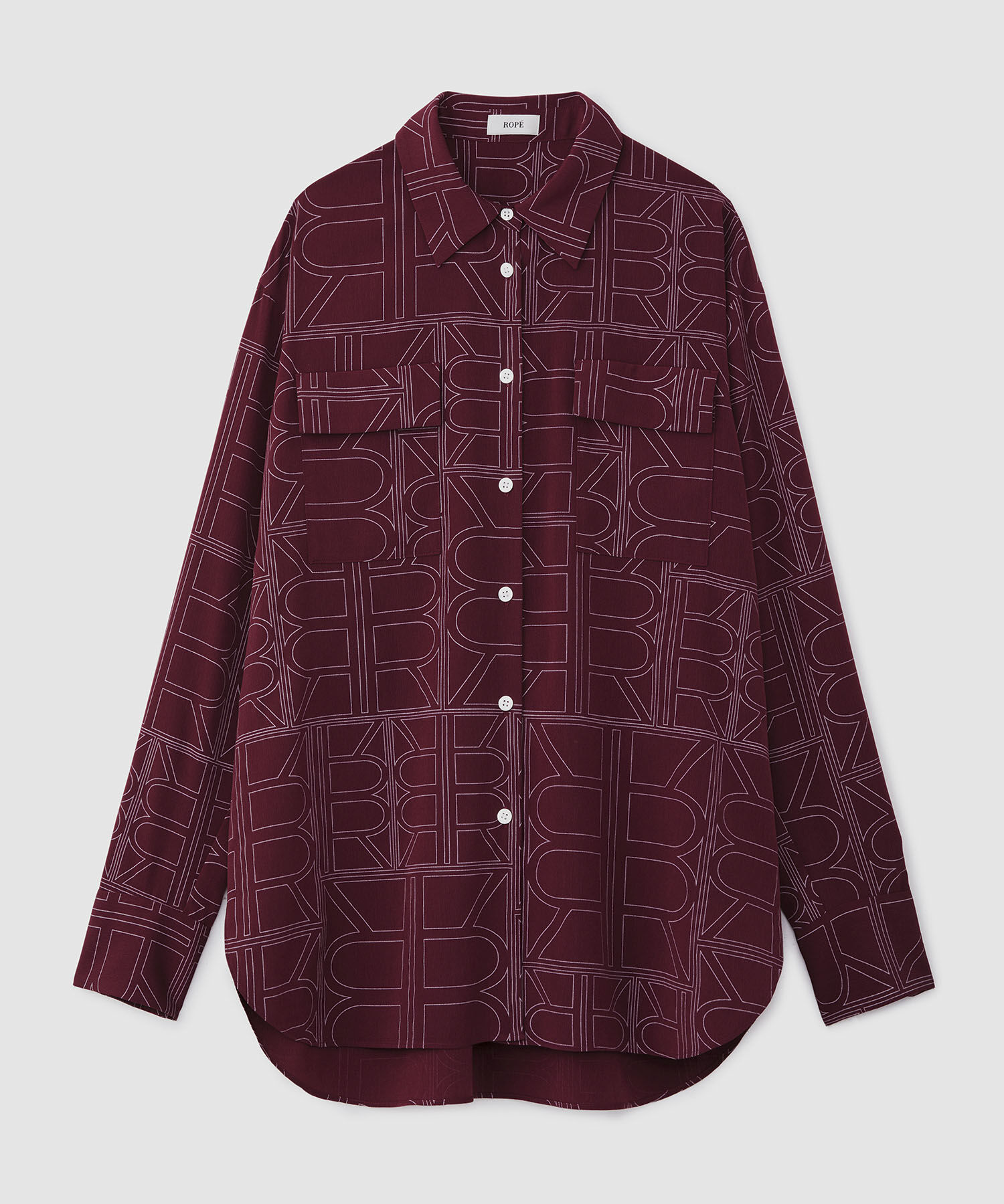 ROPE「モノグラムプリントシャツブラウス」|シャツ・ブラウス|ワイン(66)
