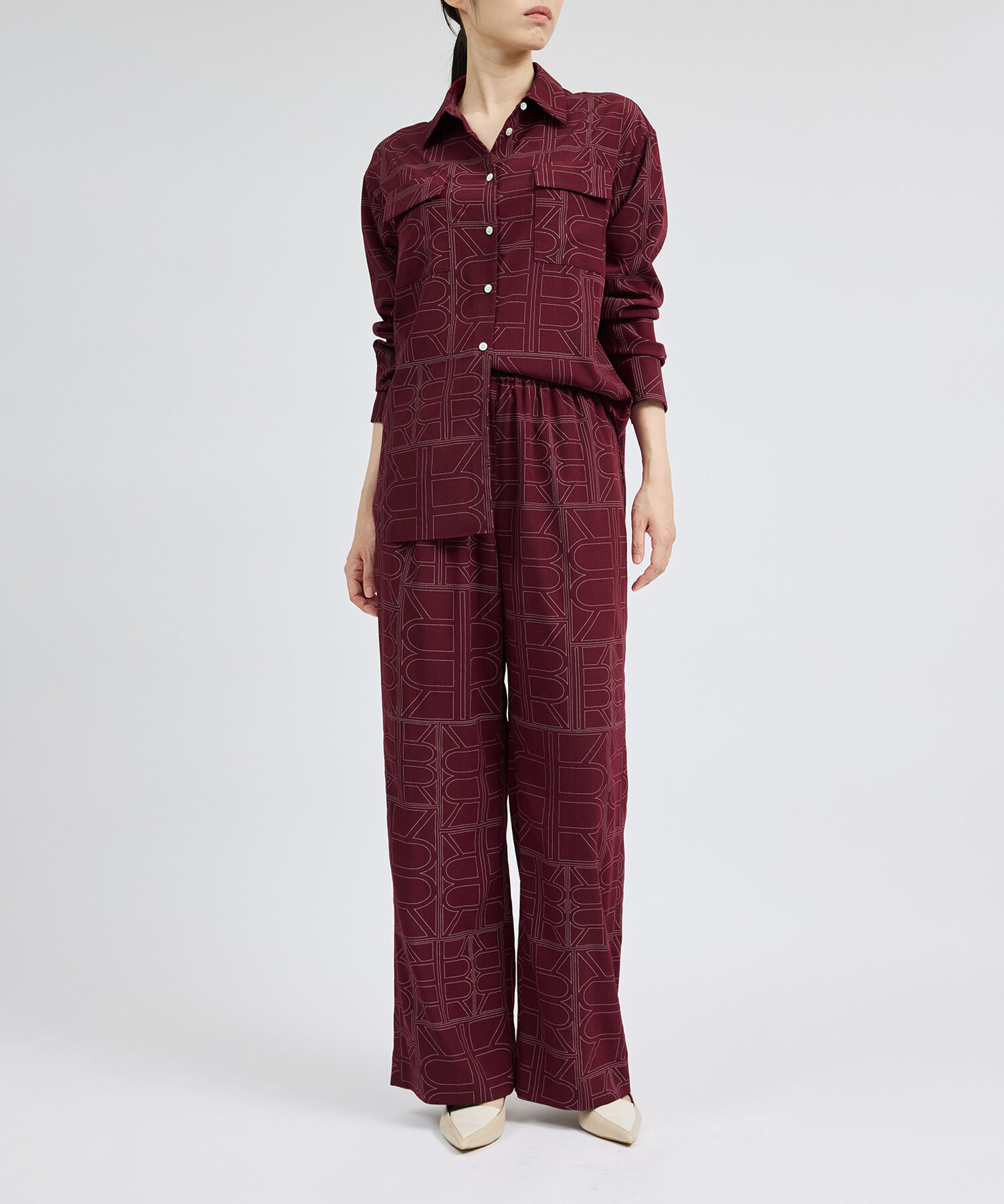 ROPE「モノグラムプリントシャツブラウス」|シャツ・ブラウス|