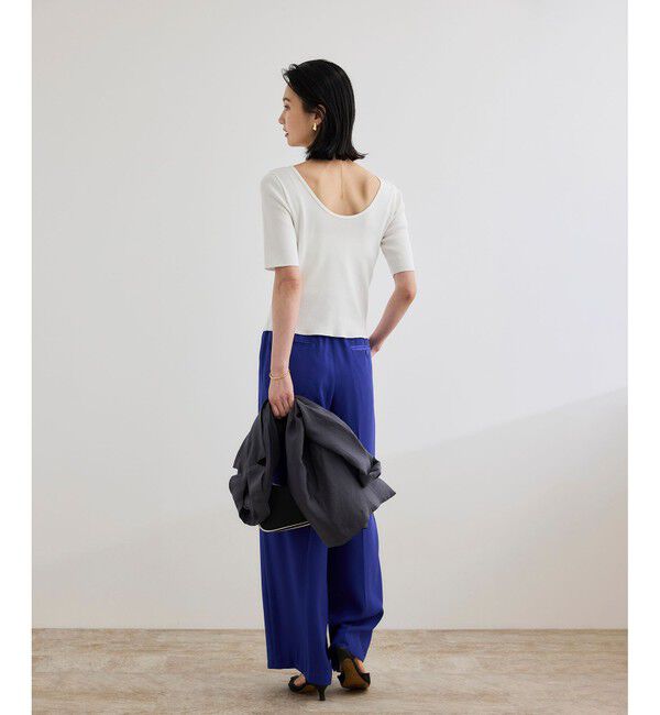 ROPE「【洗える】テレコ5分袖ニットプルオーバー」|ニット・セーター|