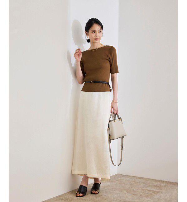 ROPE「【洗える】テレコ5分袖ニットプルオーバー」|ニット・セーター|