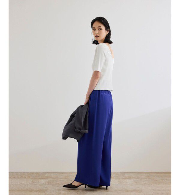 ROPE「【洗える】テレコ5分袖ニットプルオーバー」|ニット・セーター|