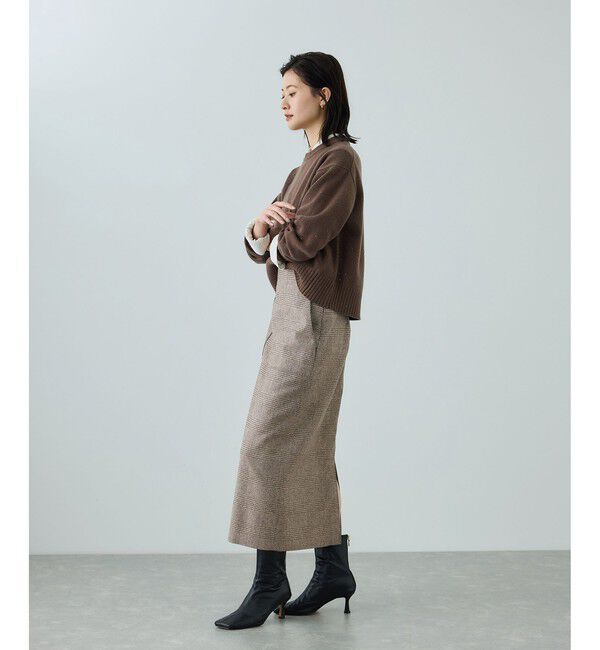 ROPE「[美人スカート]ウールレーヨンポケット付きタイトスカート(ヘリンボーン/グレンチェック)/セットアップ対応」|スカート|