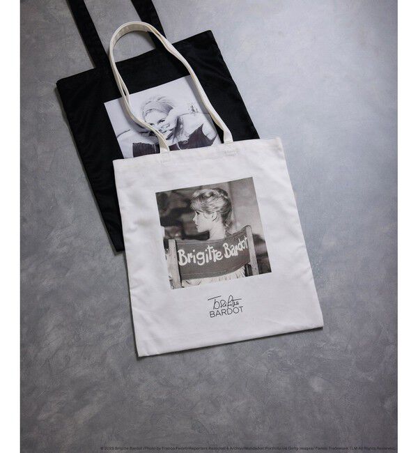 ROPE「【Brigitte Bardot&times;ROPE'・コラボ】モノクロフォトプリントキャンバストートバッグ【A4対応】」|トートバッグ|ホワイト(10)