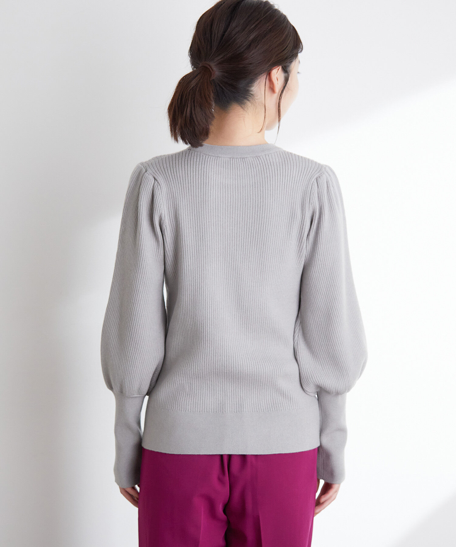 VIS「袖コンシャスきらっとメタル釦リブプルオーバー」|ニット・セーター|