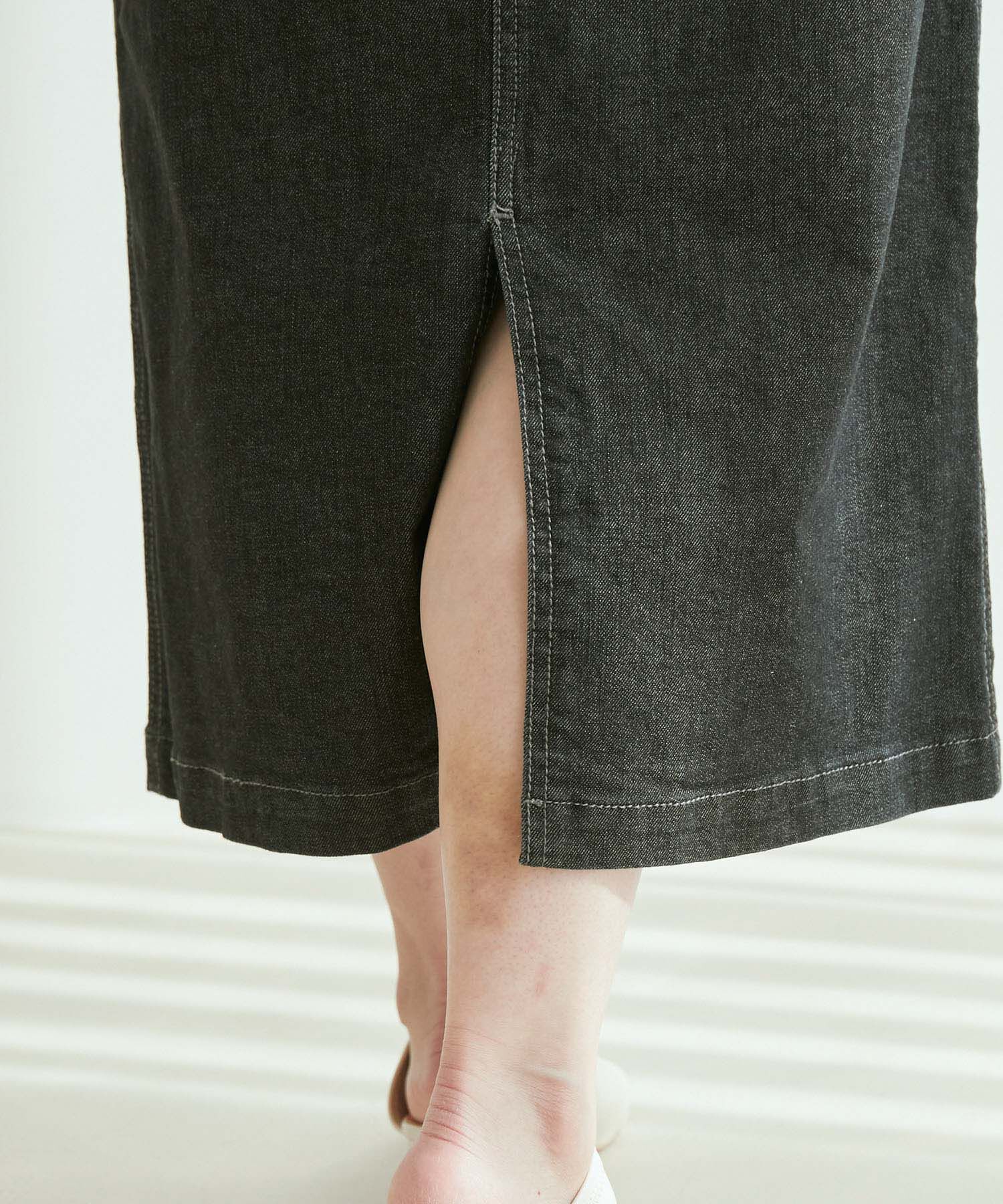 vis-a-vis「【WEB限定】【追加生産】ストレッチ性抜群。デニムIラインハイウェストスカート」|スカート|