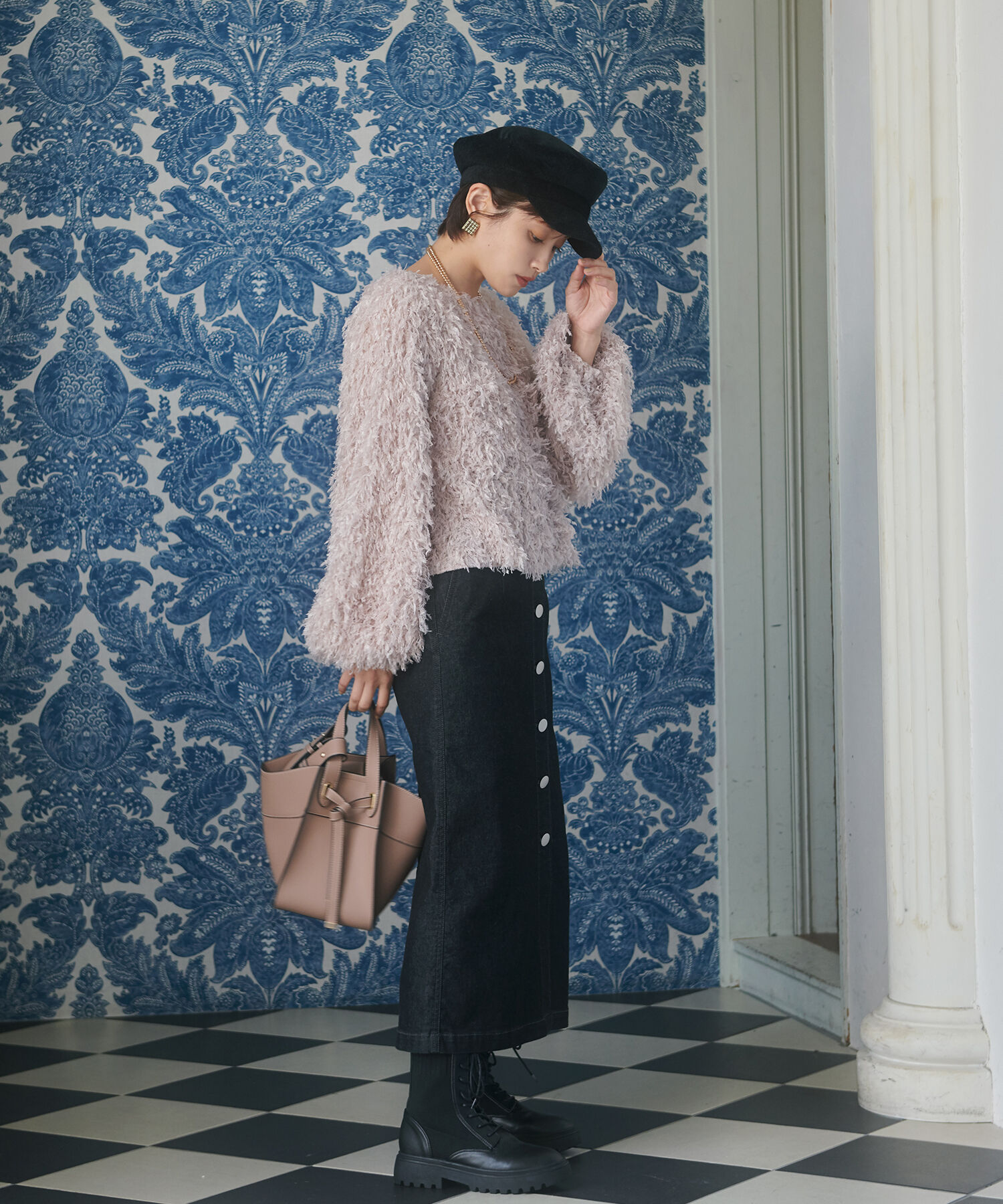 vis-a-vis「【WEB限定】【追加生産】ストレッチ性抜群。デニムIラインハイウェストスカート」|スカート|