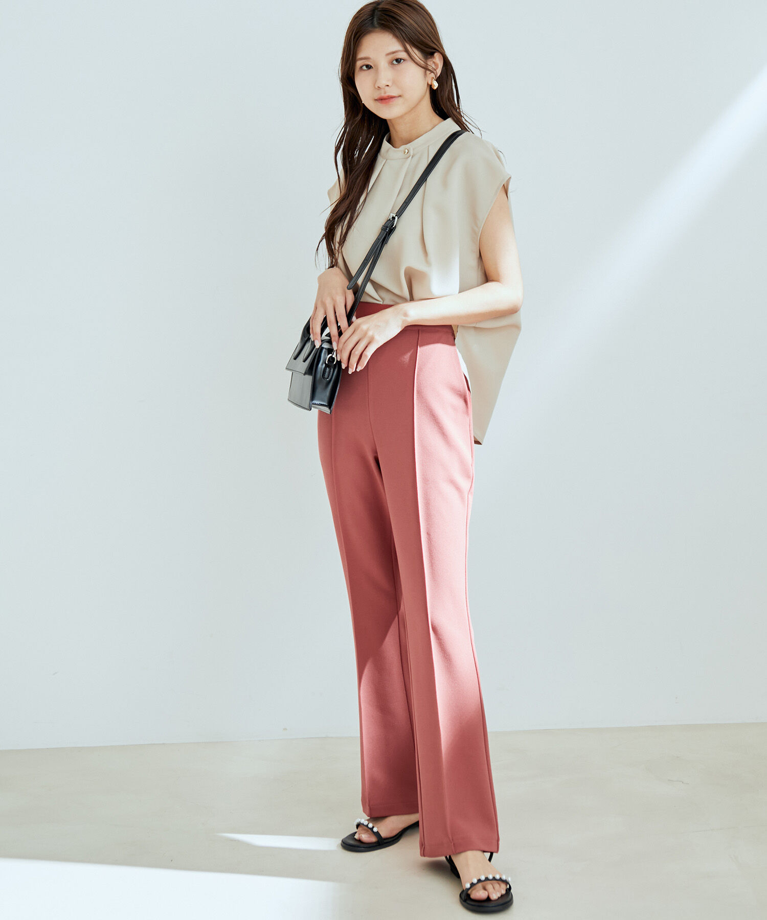 vis-a-vis「【WEB限定】【SET】フレンチスリーブタックブラウス＆フレアーパンツセット【sustainable】」|シャツ・ブラウス|