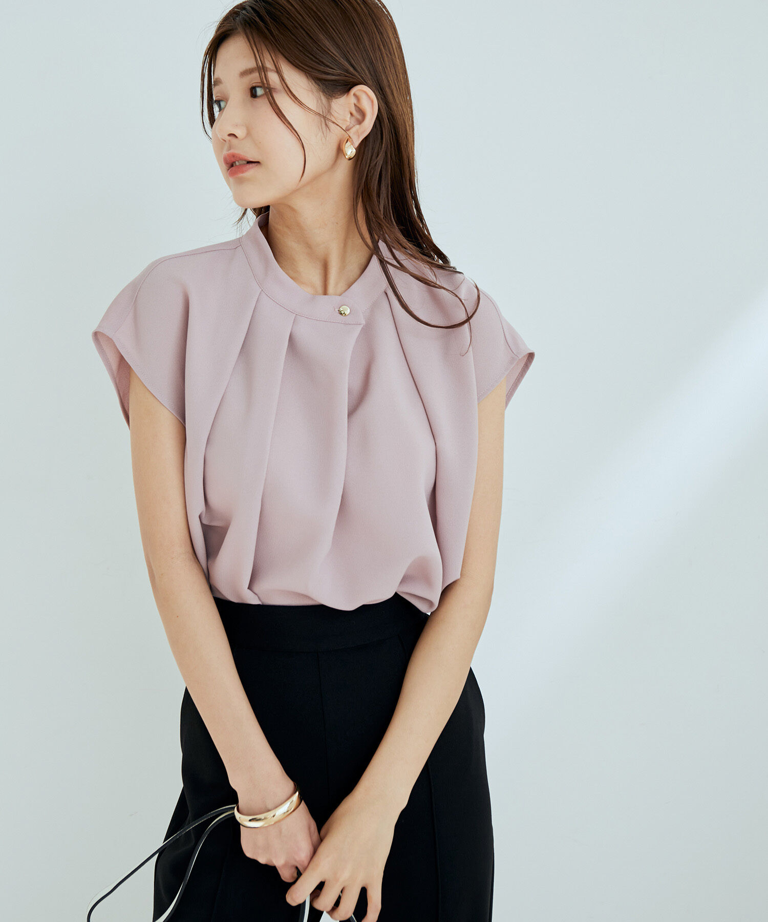 vis-a-vis「【WEB限定】【SET】フレンチスリーブタックブラウス＆フレアーパンツセット【sustainable】」|シャツ・ブラウス|