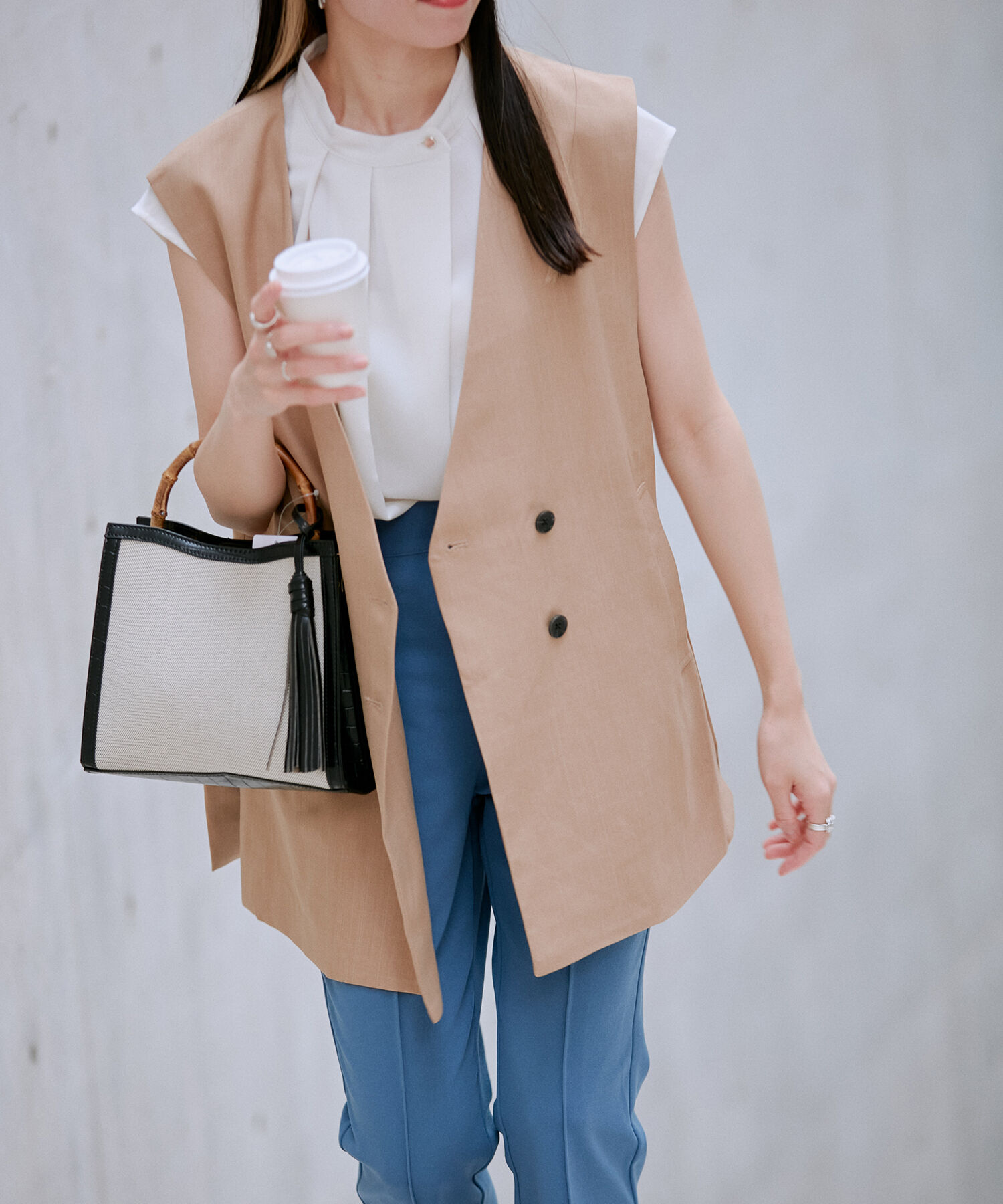 vis-a-vis「【WEB限定】【SET】フレンチスリーブタックブラウス＆フレアーパンツセット【sustainable】」|シャツ・ブラウス|