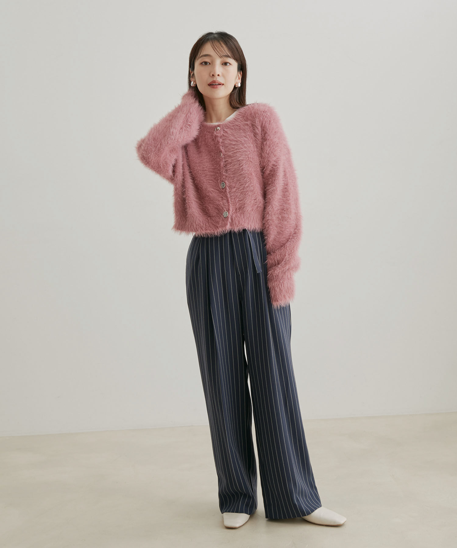 VIS「【Washable・EASY CARE】エコウールタッチワイドパンツ【sustainable】」|スラックス|