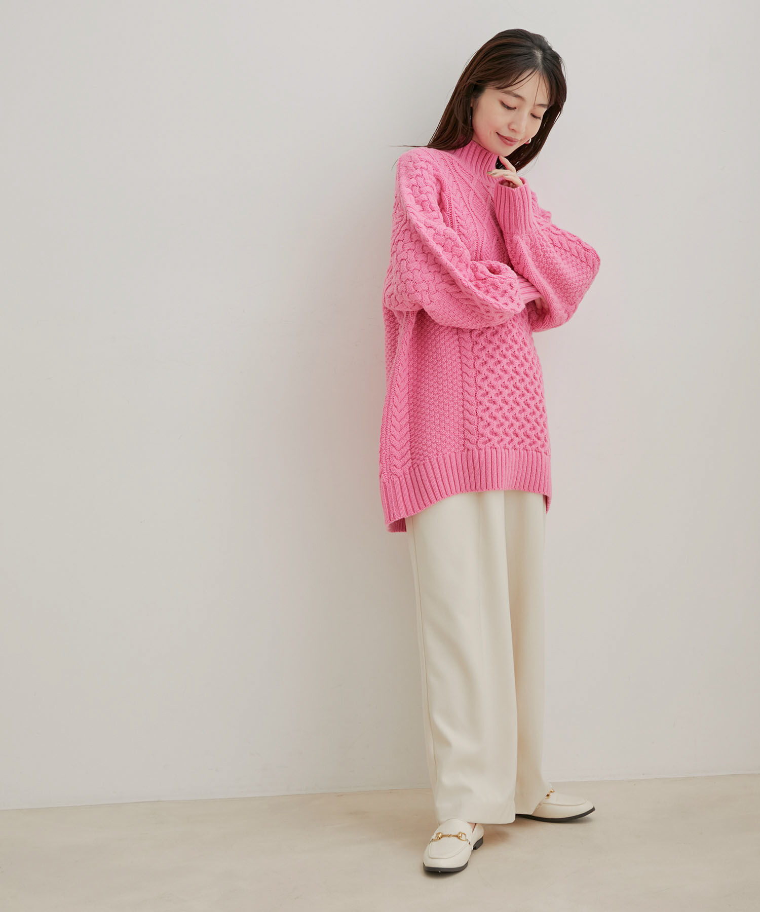 VIS「【Washable・EASY CARE】エコウールタッチワイドパンツ【sustainable】」|スラックス|