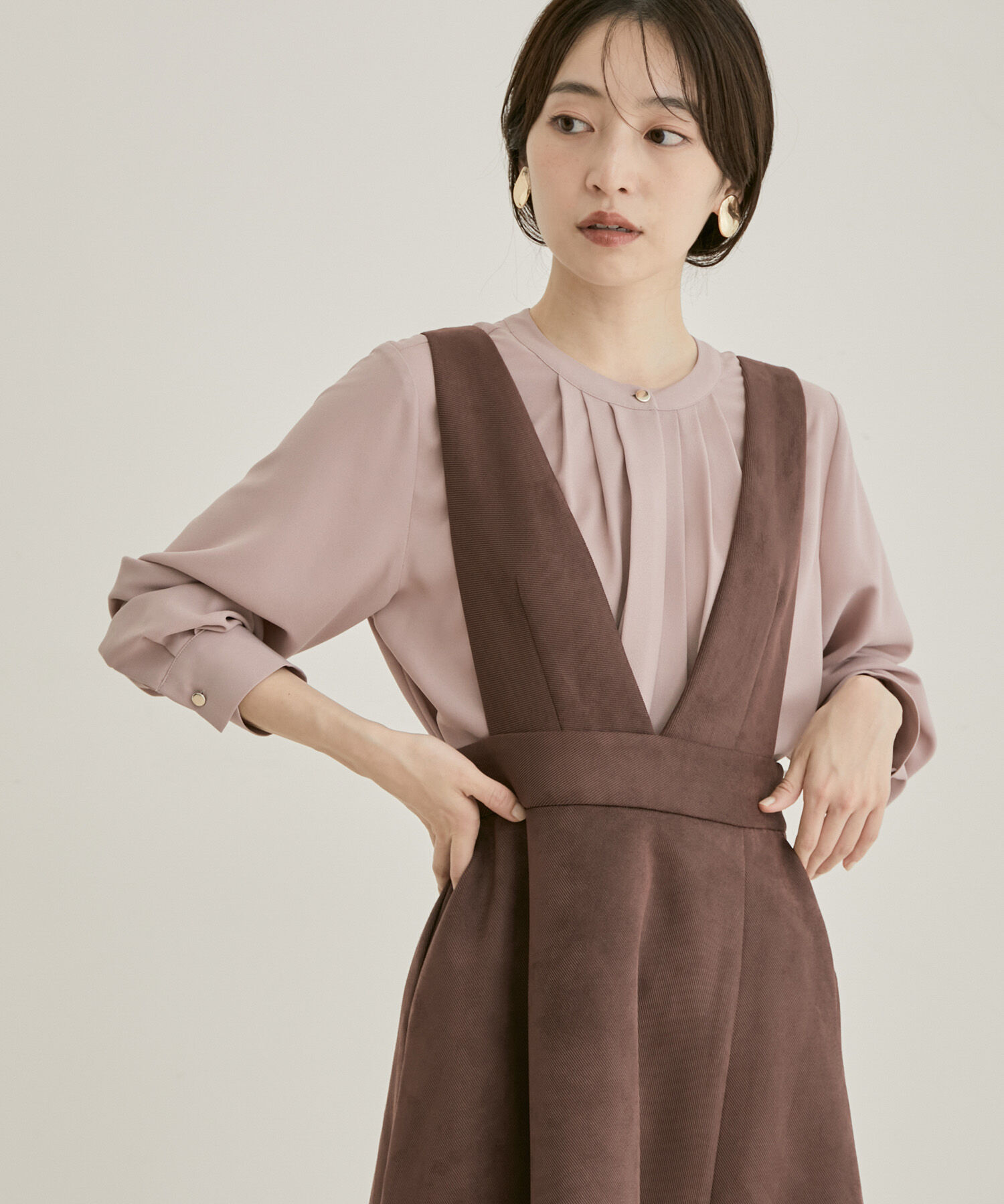 VIS「【洗える・EASYCARE】フロントタック長袖ブラウス【sustainable】」|シャツ・ブラウス|