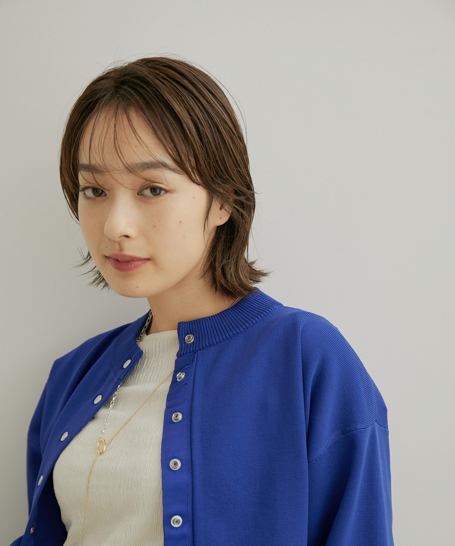 VIS「多釦ニットカラーカーディガン」|カーディガン|