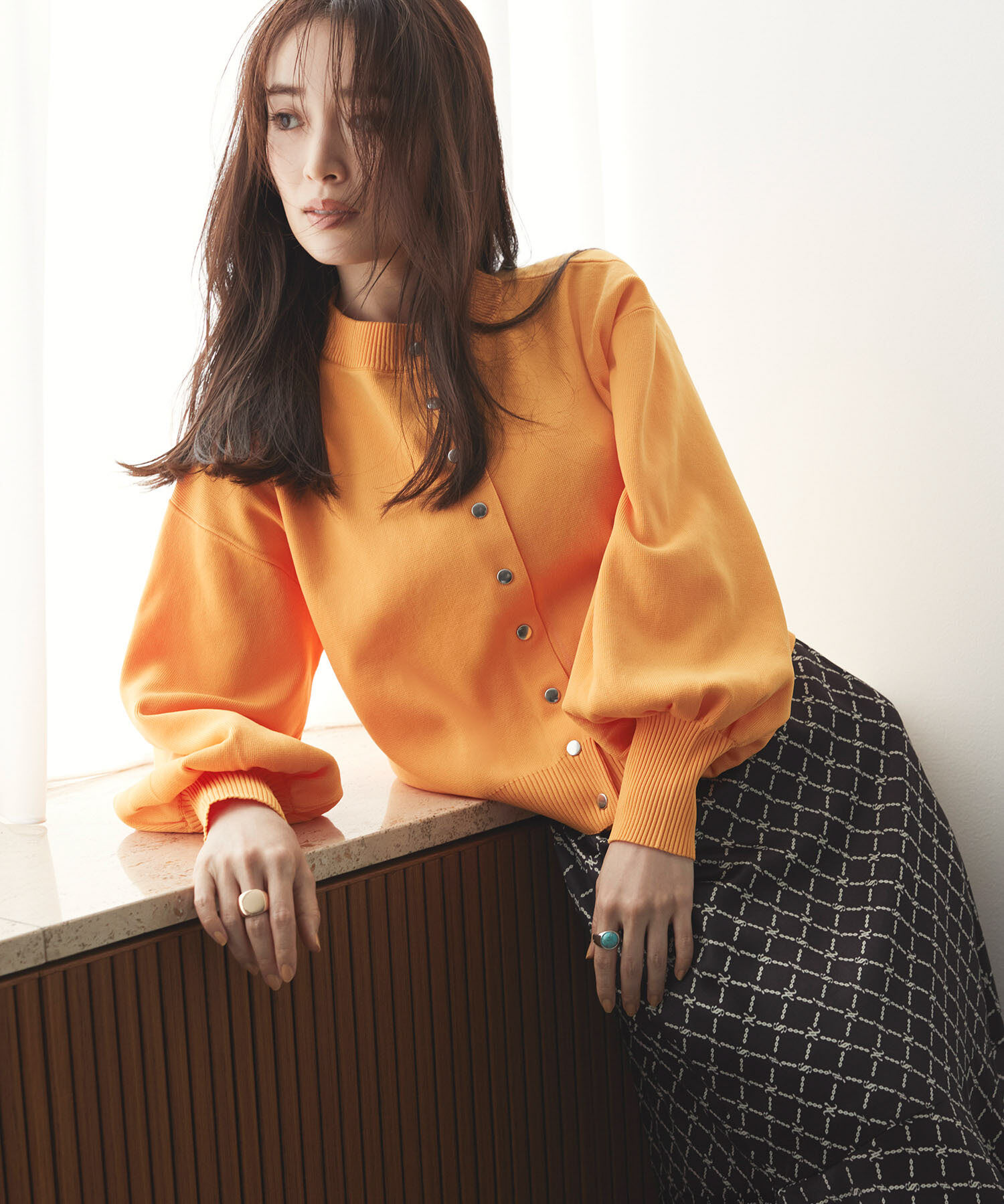 VIS「多釦ニットカラーカーディガン」|カーディガン|