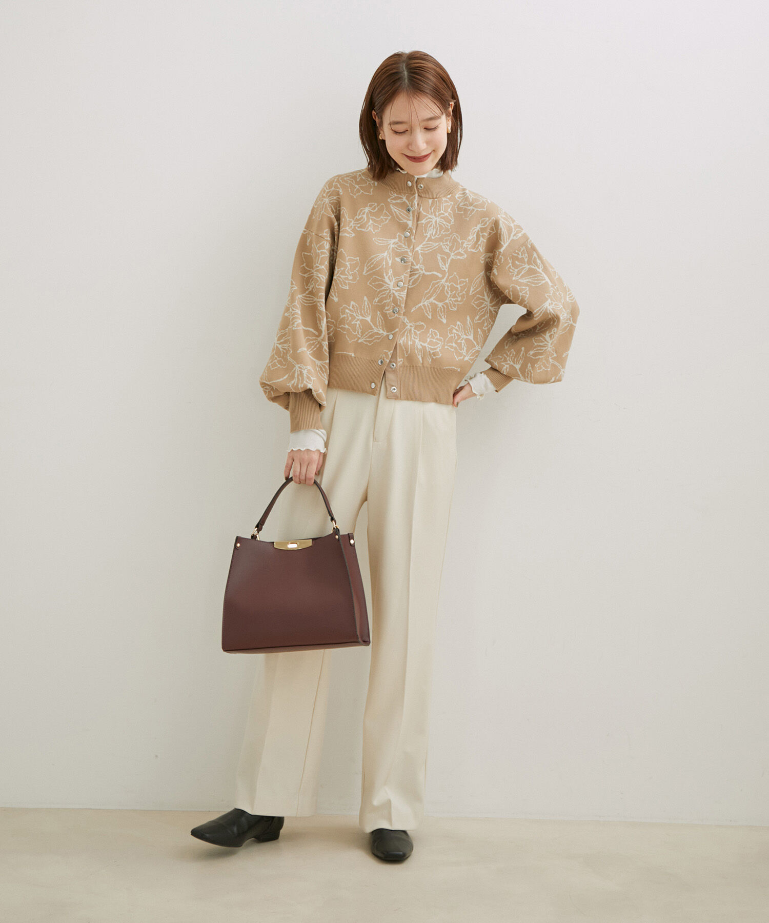 VIS「多釦ニットカラーカーディガン」|カーディガン|