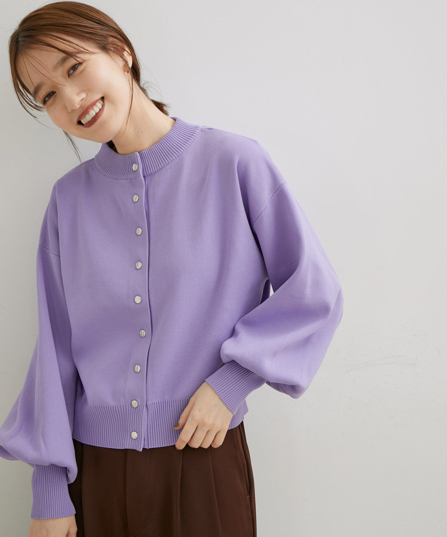 VIS「多釦ニットカラーカーディガン」|カーディガン|