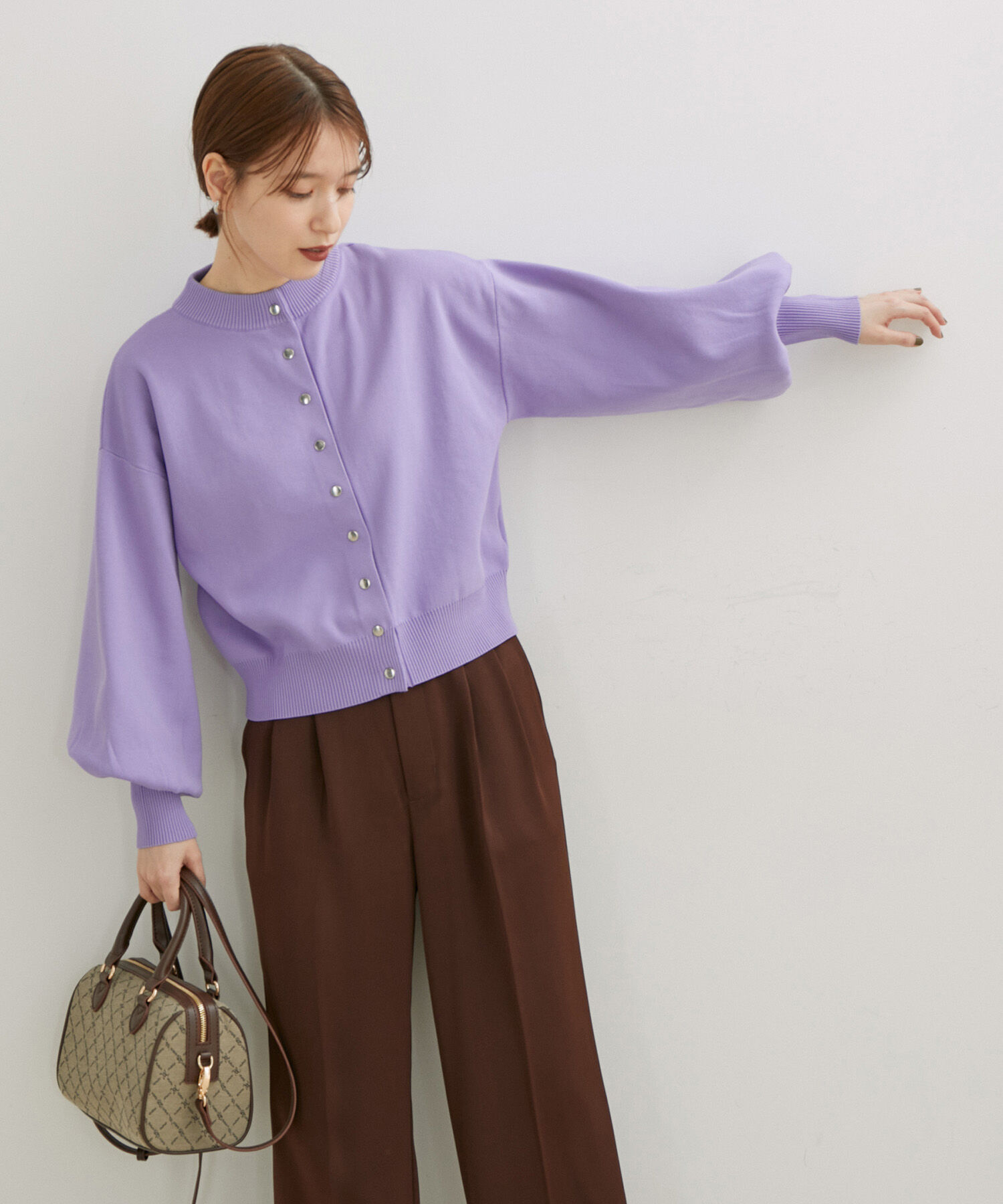 VIS「多釦ニットカラーカーディガン」|カーディガン|