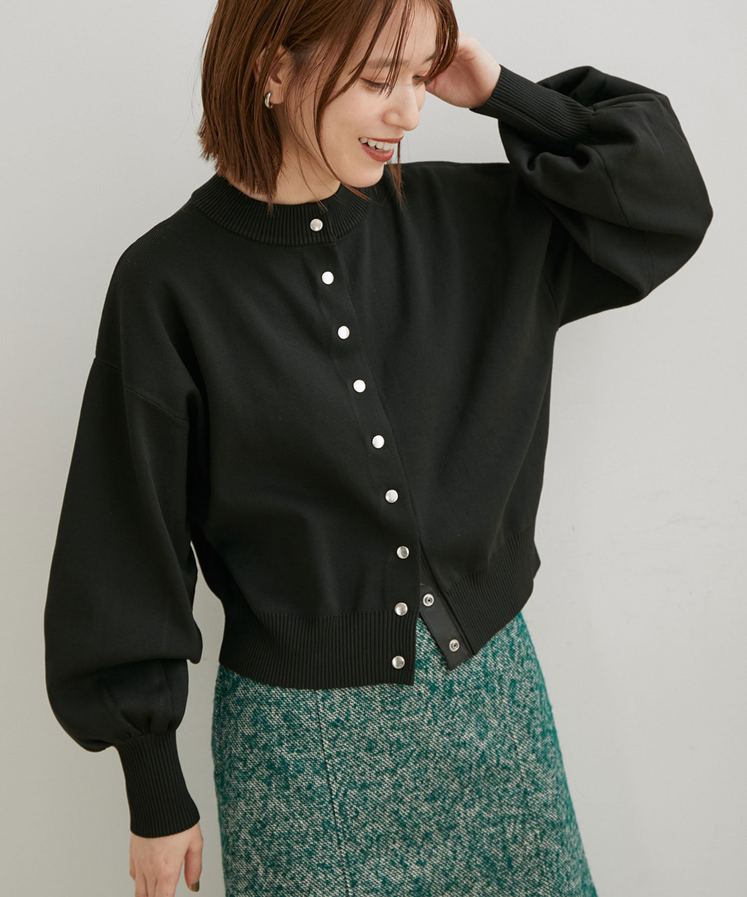 VIS「多釦ニットカラーカーディガン」|カーディガン|