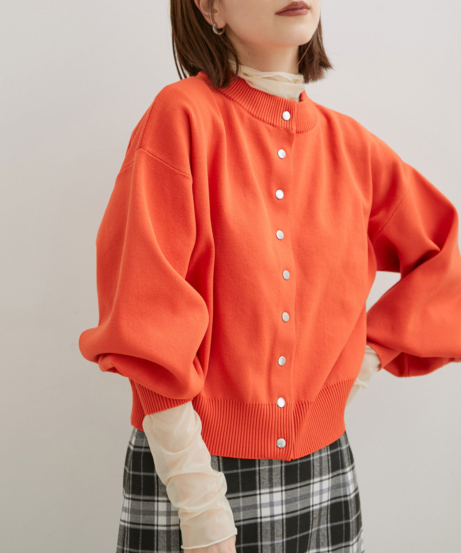 VIS「多釦ニットカラーカーディガン」|カーディガン|