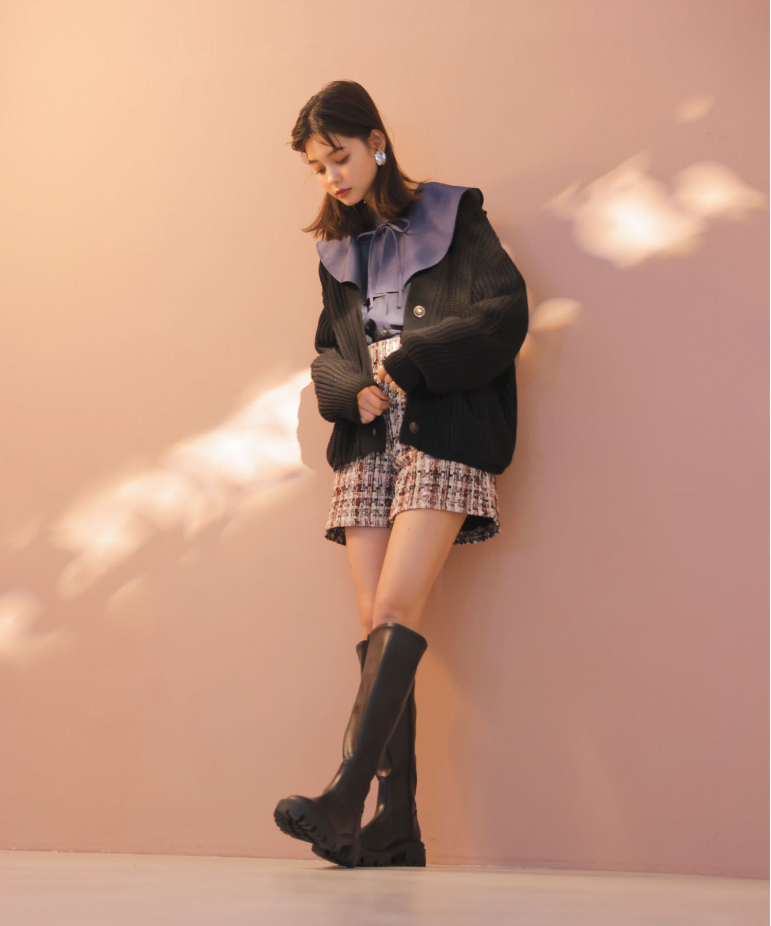 vis-a-vis「【WEB限定】キャンディスリーブシャンブレーフリルカラーブラウス」|シャツ・ブラウス|