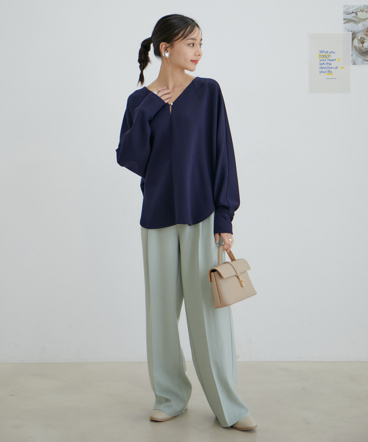 VIS「【セットアップ対応】ウールライクメランジワイドパンツ【アンチピリング・洗える】」|スラックス|