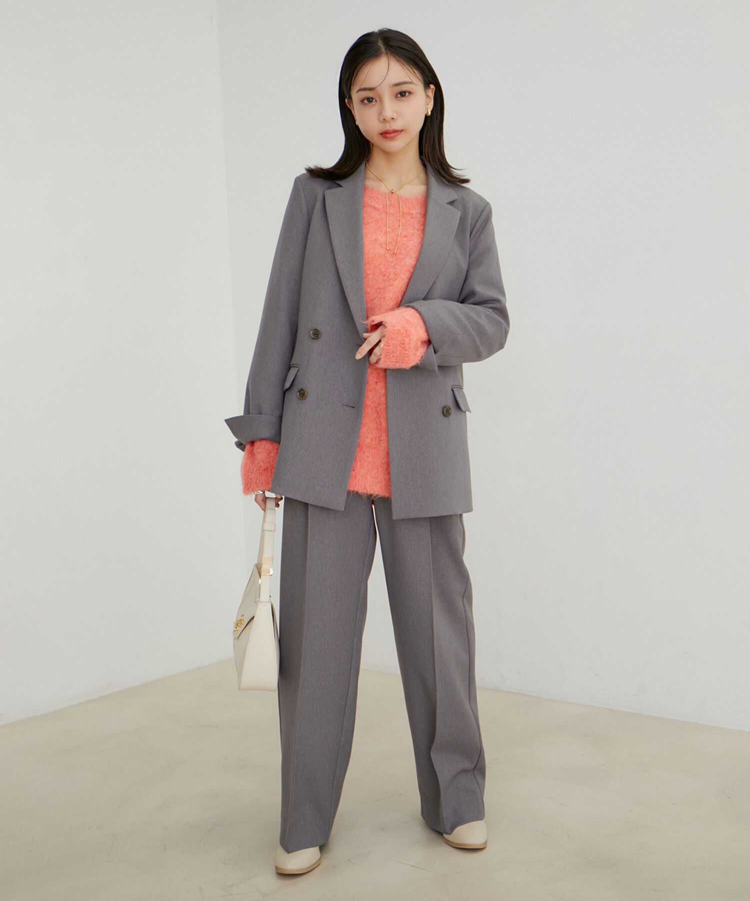 VIS「【セットアップ対応】ウールライクメランジワイドパンツ【アンチピリング・洗える】」|スラックス|