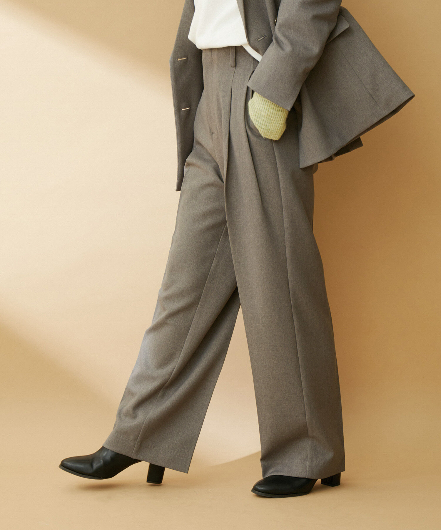 VIS「【セットアップ対応】ウールライクメランジワイドパンツ【アンチピリング・洗える】」|スラックス|
