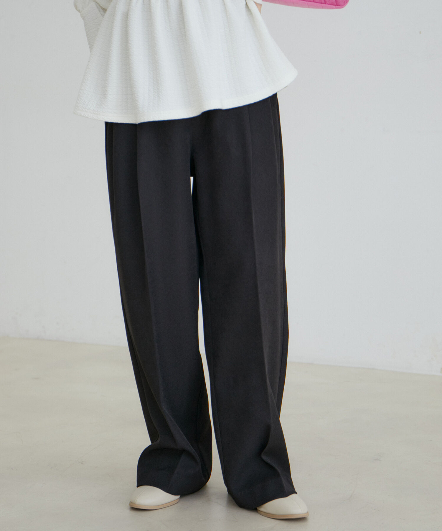 VIS「【セットアップ対応】ウールライクメランジワイドパンツ【アンチピリング・洗える】」|スラックス|