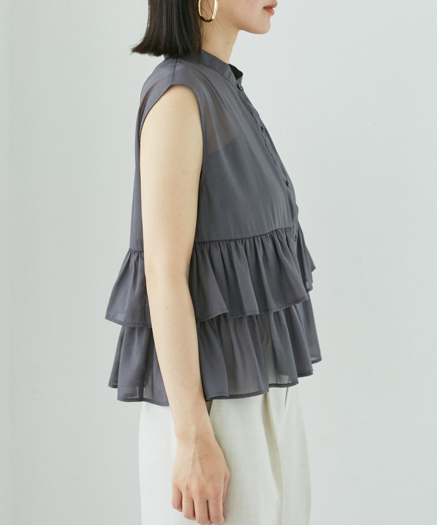 VIS「【洗える】シアーフリルブラウス」|シャツ・ブラウス|
