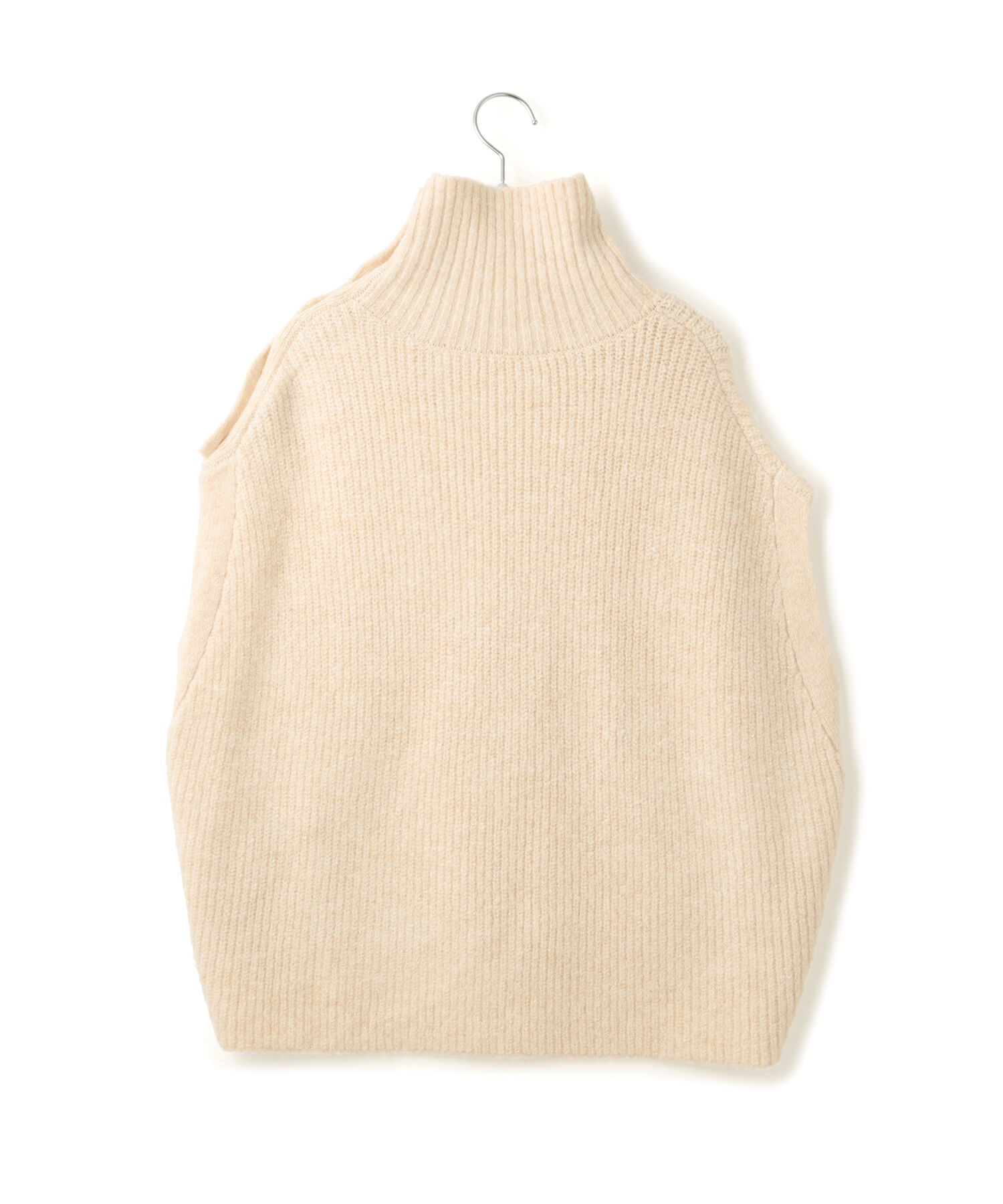 VIS「ラメ混ボタンデザインポンチョベスト」|ニット・セーター|