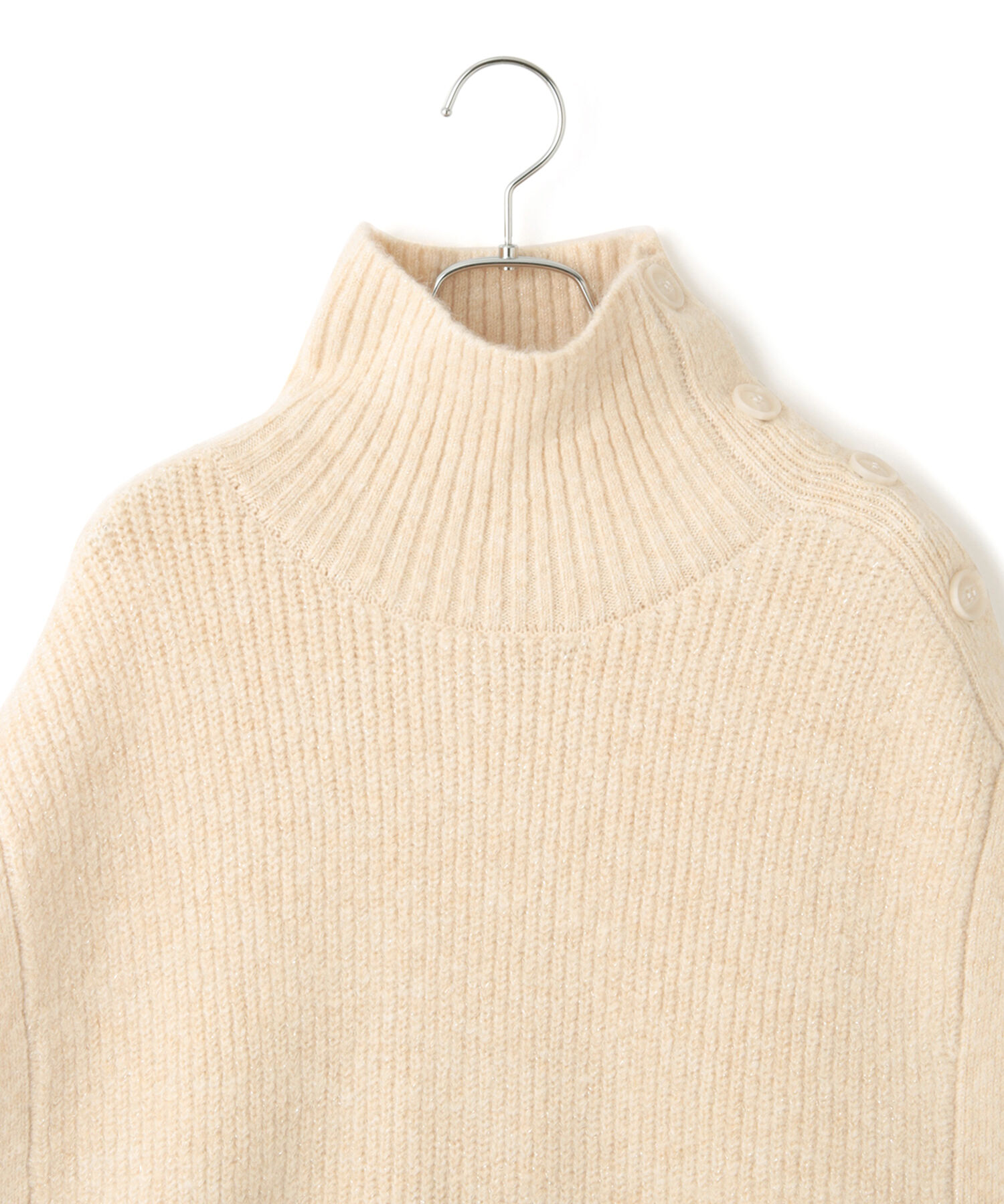 VIS「ラメ混ボタンデザインポンチョベスト」|ニット・セーター|