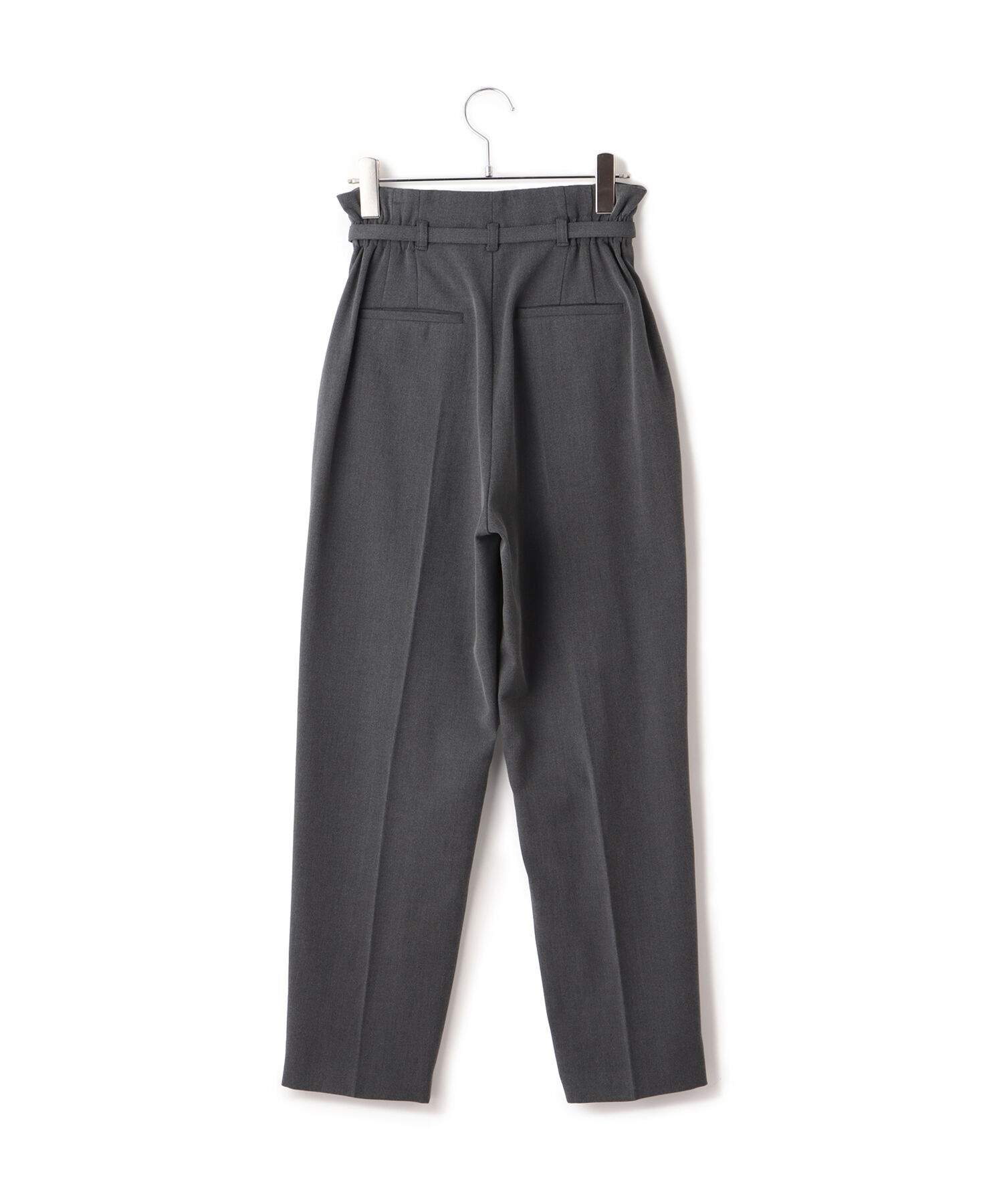 VIS「【美warm】ストレッチベルト付きハイウエストテーパードパンツ【アンチピリング/防シワ/洗える】」|チノ|