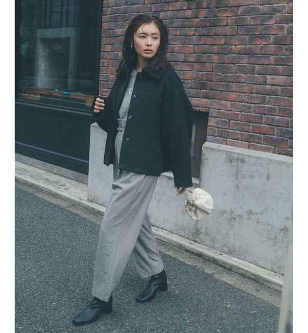 VIS「【美warm】ストレッチベルト付きハイウエストテーパードパンツ【アンチピリング/防シワ/洗える】」|チノ|