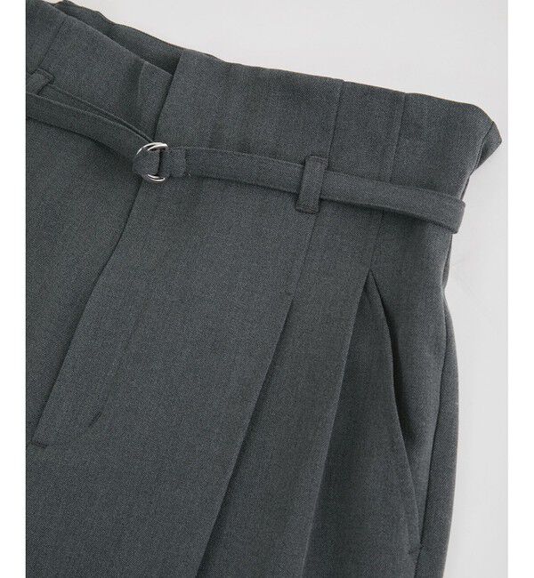 VIS「【美warm】ストレッチベルト付きハイウエストテーパードパンツ【アンチピリング/防シワ/洗える】」|チノ|