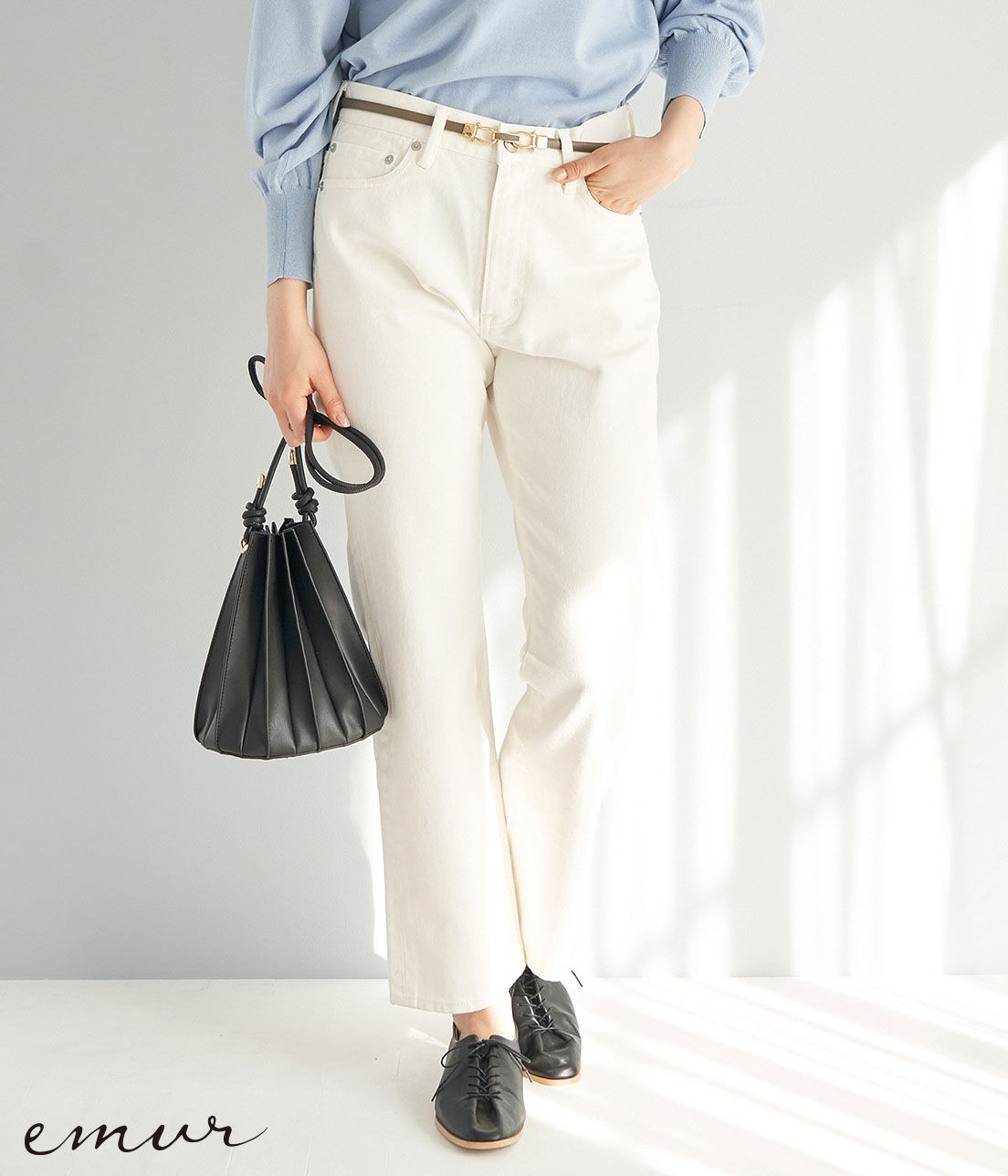 Rope&rsquo;Picnic「【emur】ストレートデニムパンツ」|デニム|オフホワイト(15)