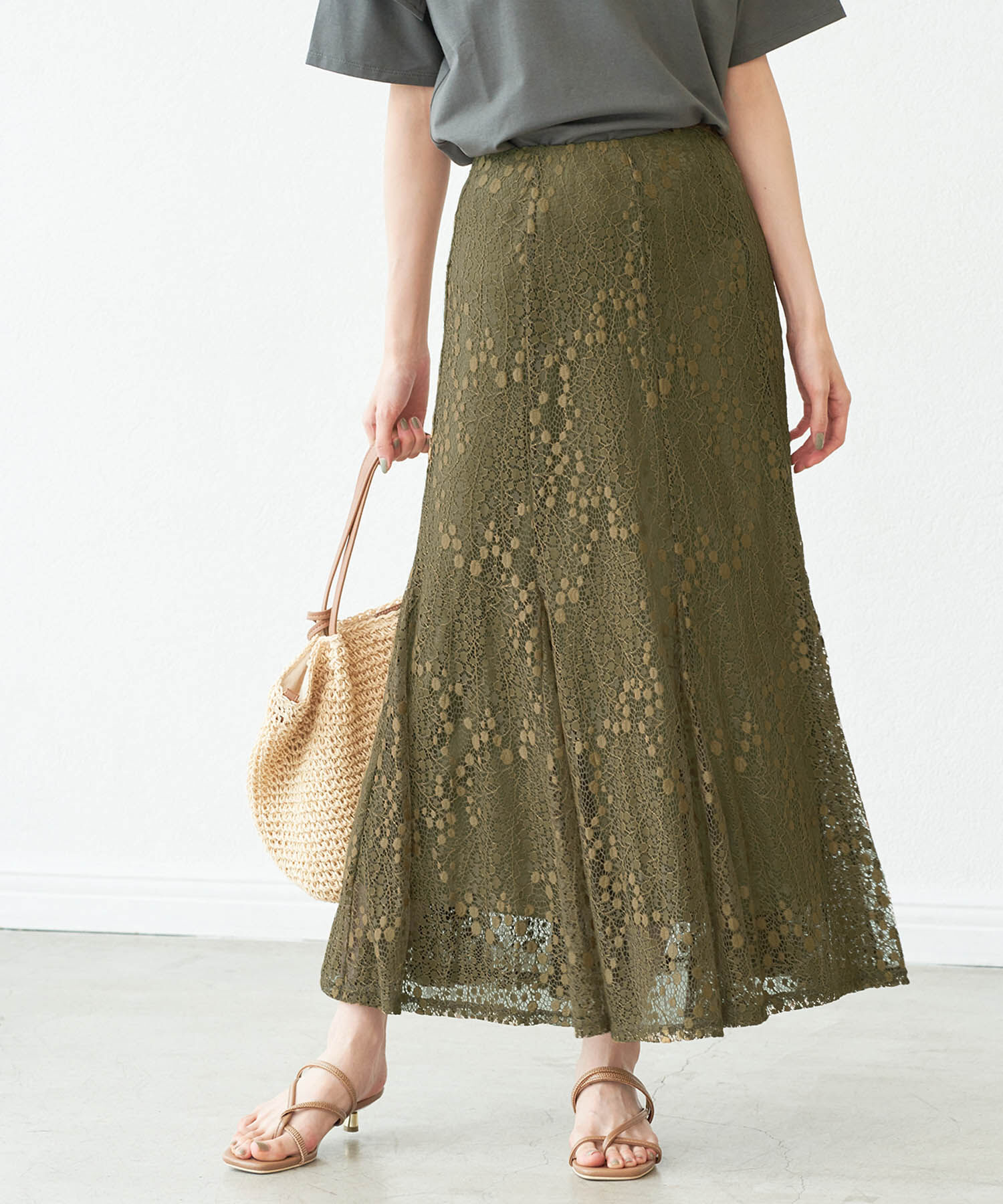 Rope&rsquo;Picnic「レースマーメイドスカート」|スカート|カーキ(36)