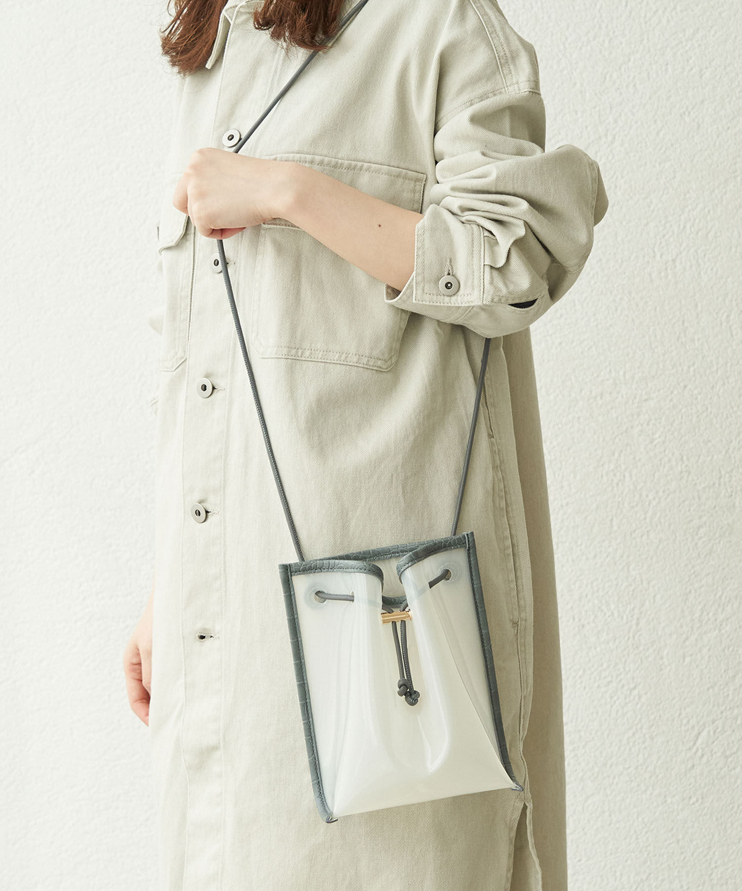 ROPE PICNIC PASSAGE「クロコ型押しコンビクリアミニショルダーバッグ」|ショルダー・メッセンジャー|