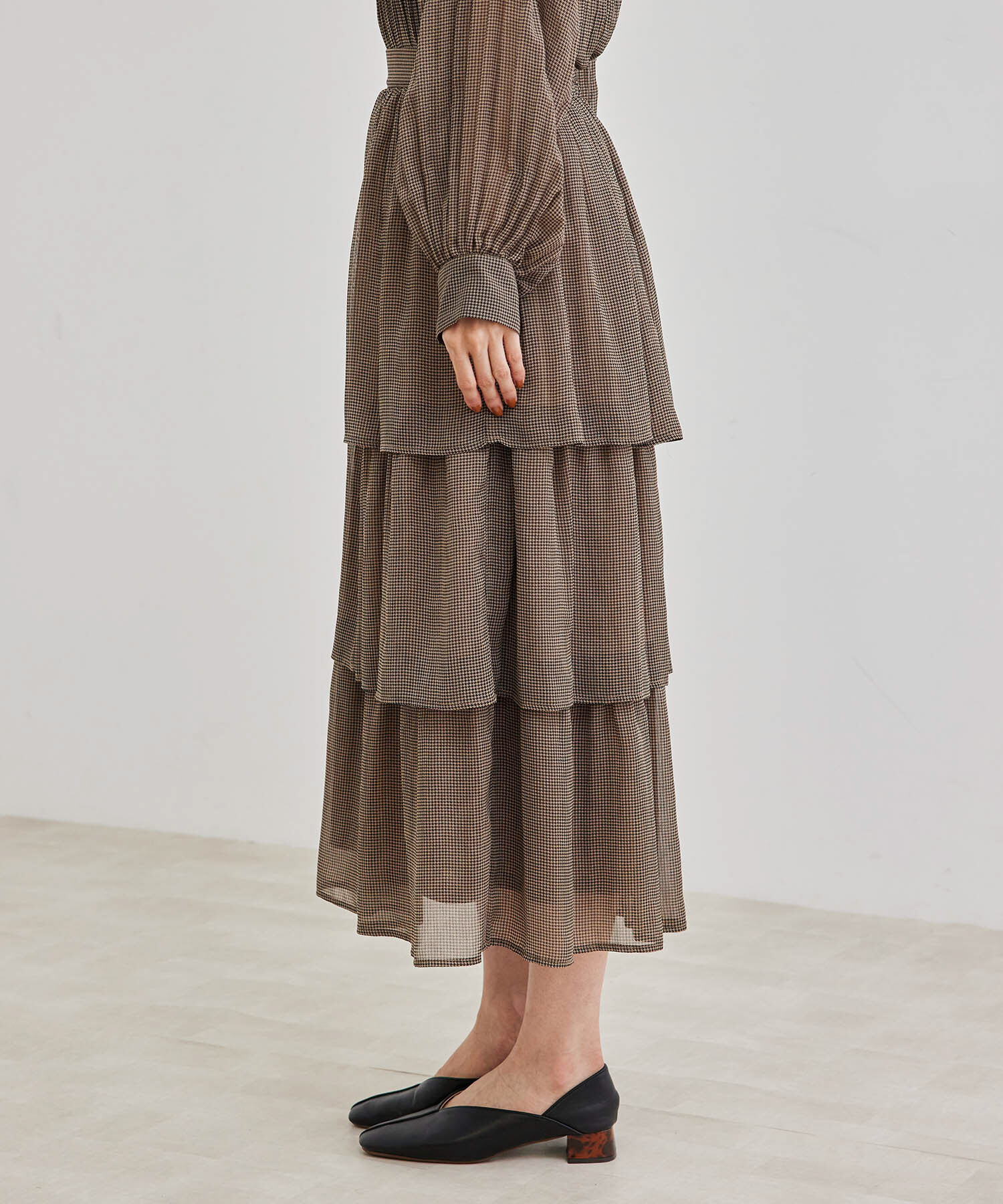 Rope&rsquo;Picnic「セットアップ対応/ガンクラブチェック楊柳シアースカート」|スカート|