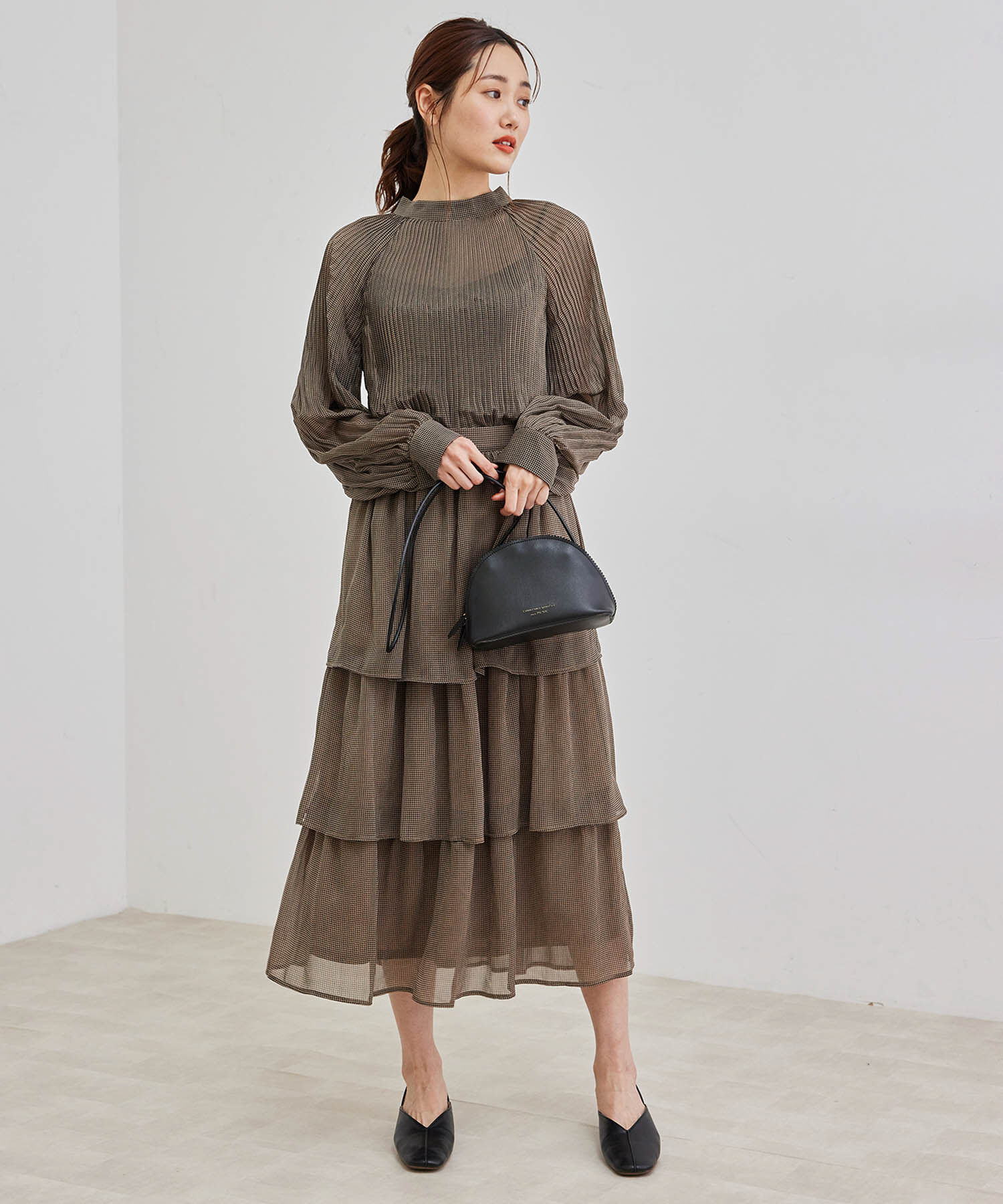 Rope&rsquo;Picnic「セットアップ対応/ガンクラブチェック楊柳シアースカート」|スカート|