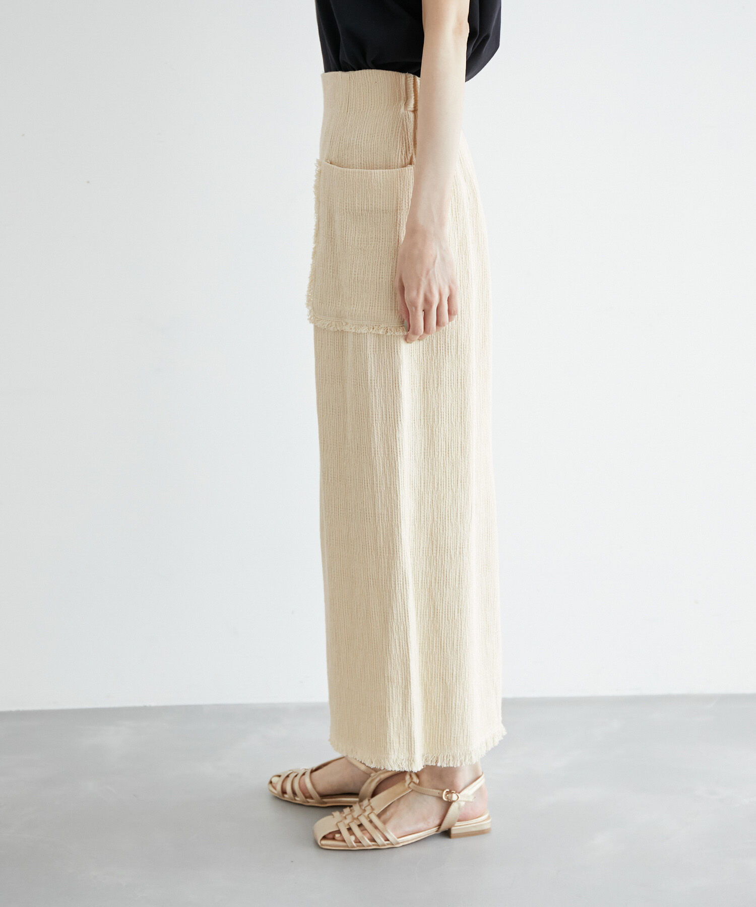 Rope&rsquo;Picnic「からみ織フリンジスリムスカート」|スカート|