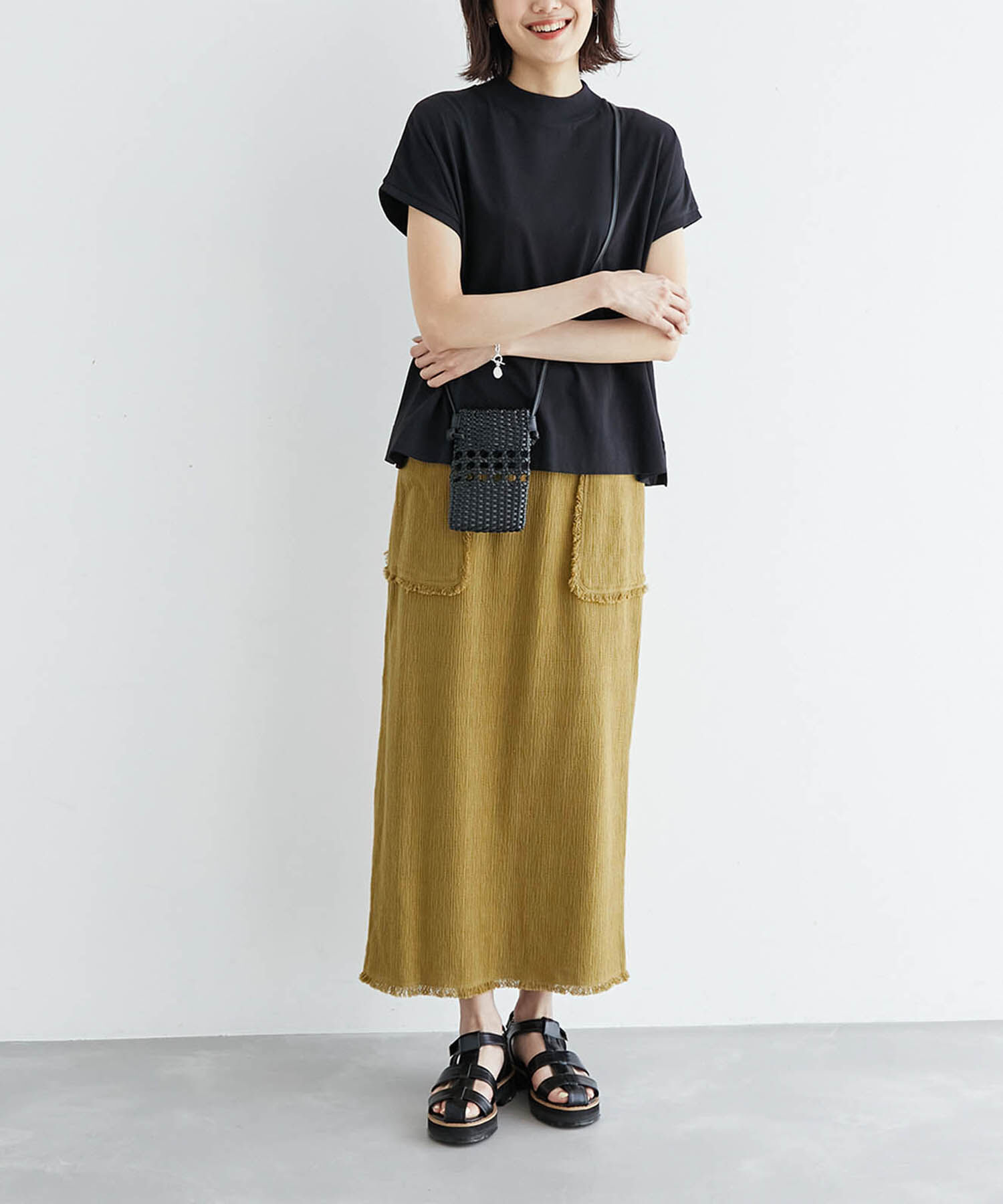 Rope&rsquo;Picnic「からみ織フリンジスリムスカート」|スカート|