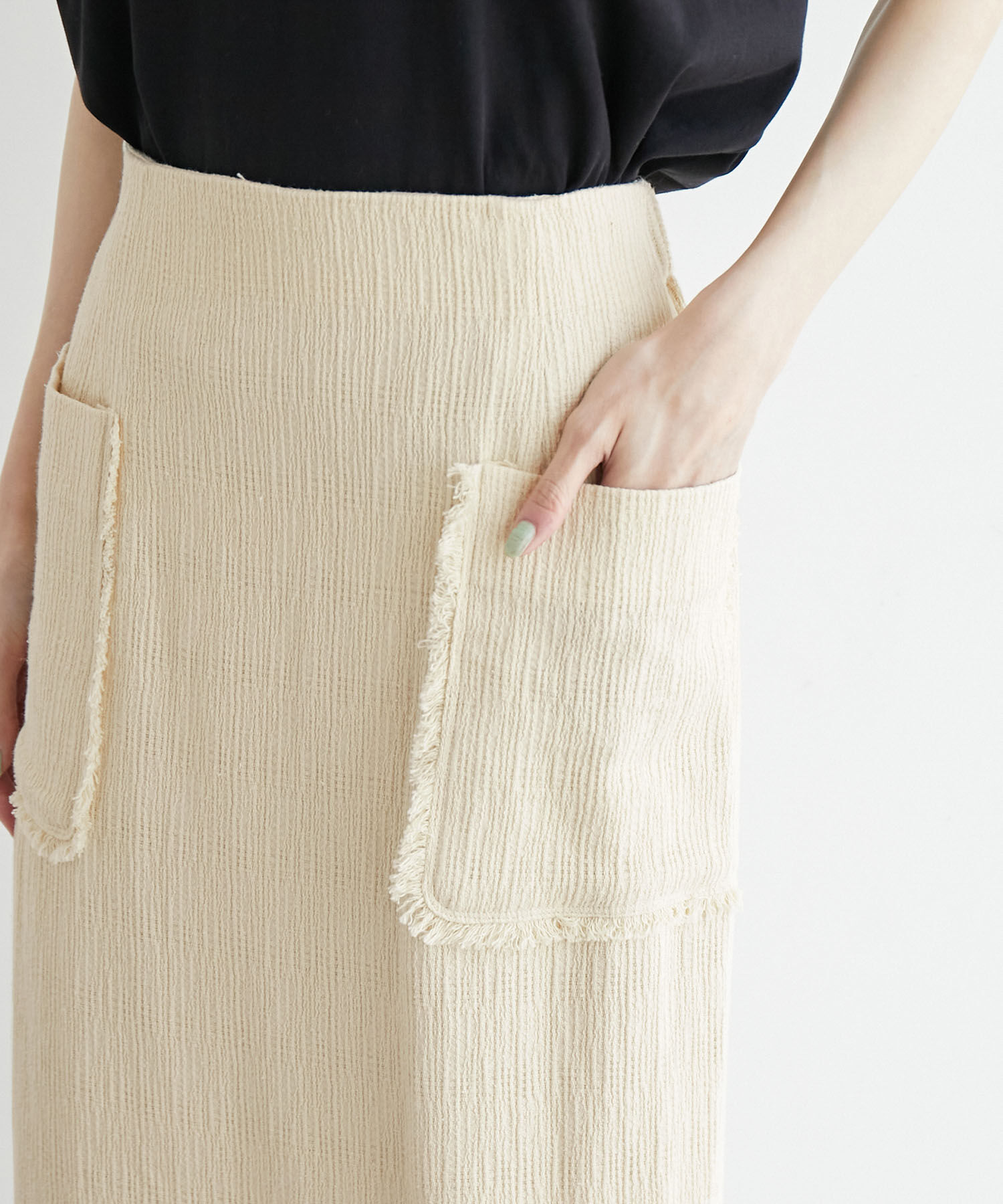 Rope&rsquo;Picnic「からみ織フリンジスリムスカート」|スカート|